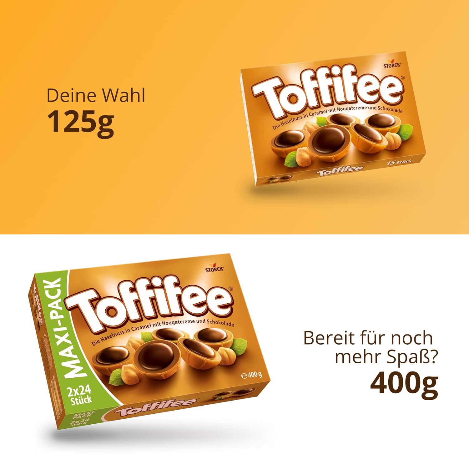 Toffifee – 1 x 125 g – Haselnuss in Karamell mit Nougatcreme und Schokolade – ideal zum gemeinsamen Naschen und Teilen