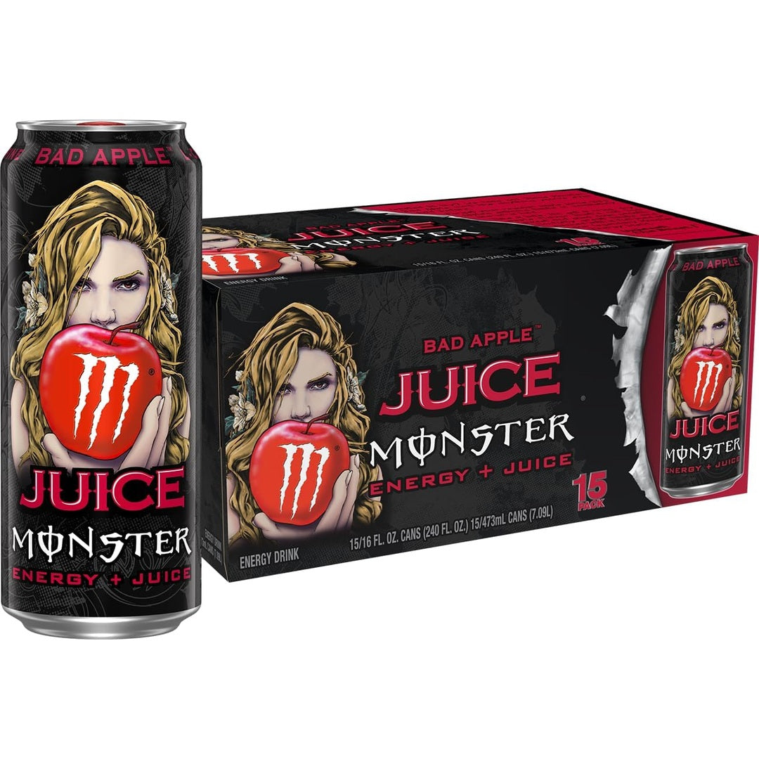 Monster Energy Juice Bad Apple, Energy + Juice, Energy Drink, 16 Ounce (Pack of 15)
