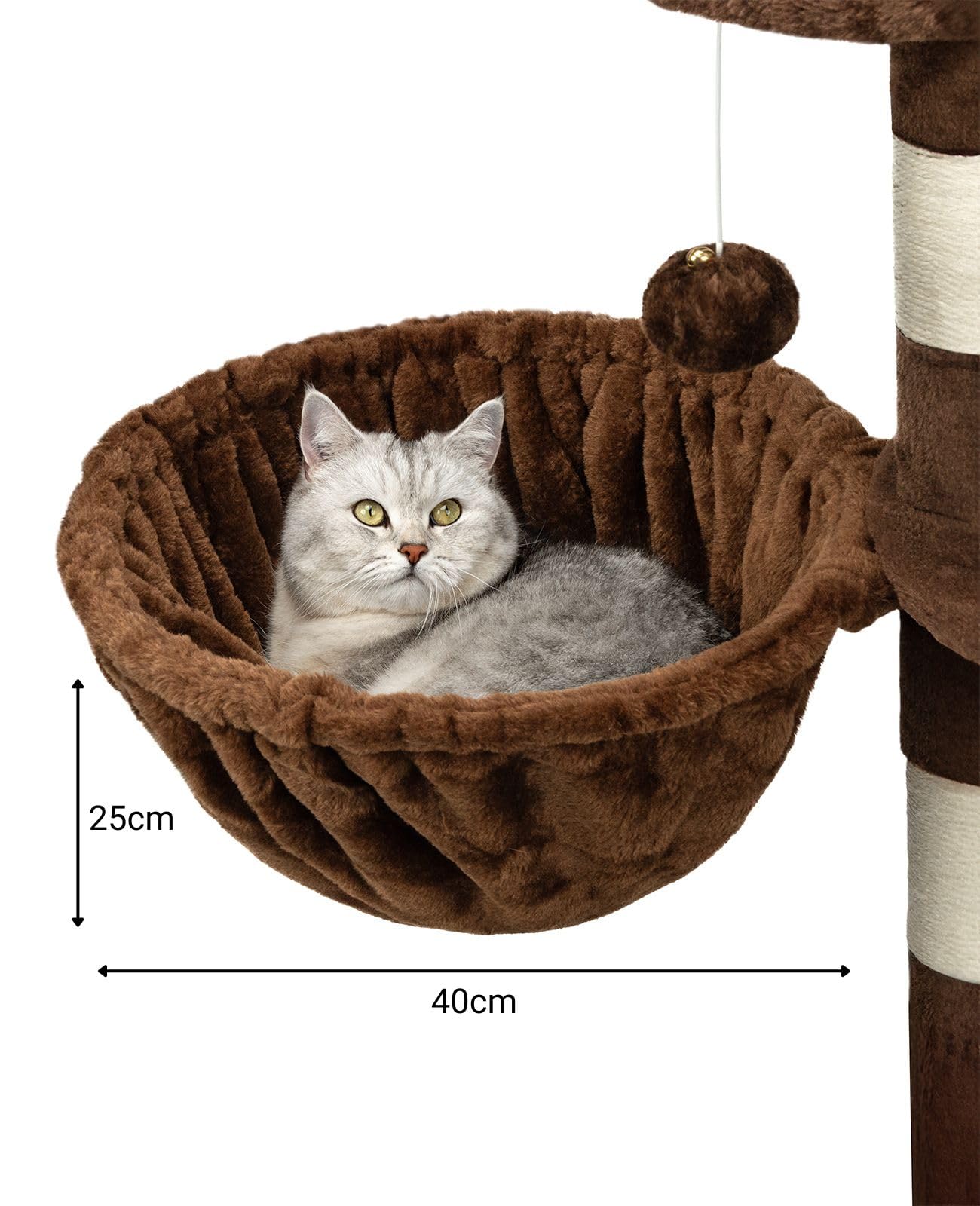 lionto Liegemulde aus weichem Plüsch für Kratzbaum, Ø 40 cm, 25 cm Tiefe, kuschelige Schlafmulde für jeden Katzenbaum mit M8-Gewinde, Stabiler Metallrahmen für kleine und große Katzen, dunkelgrau