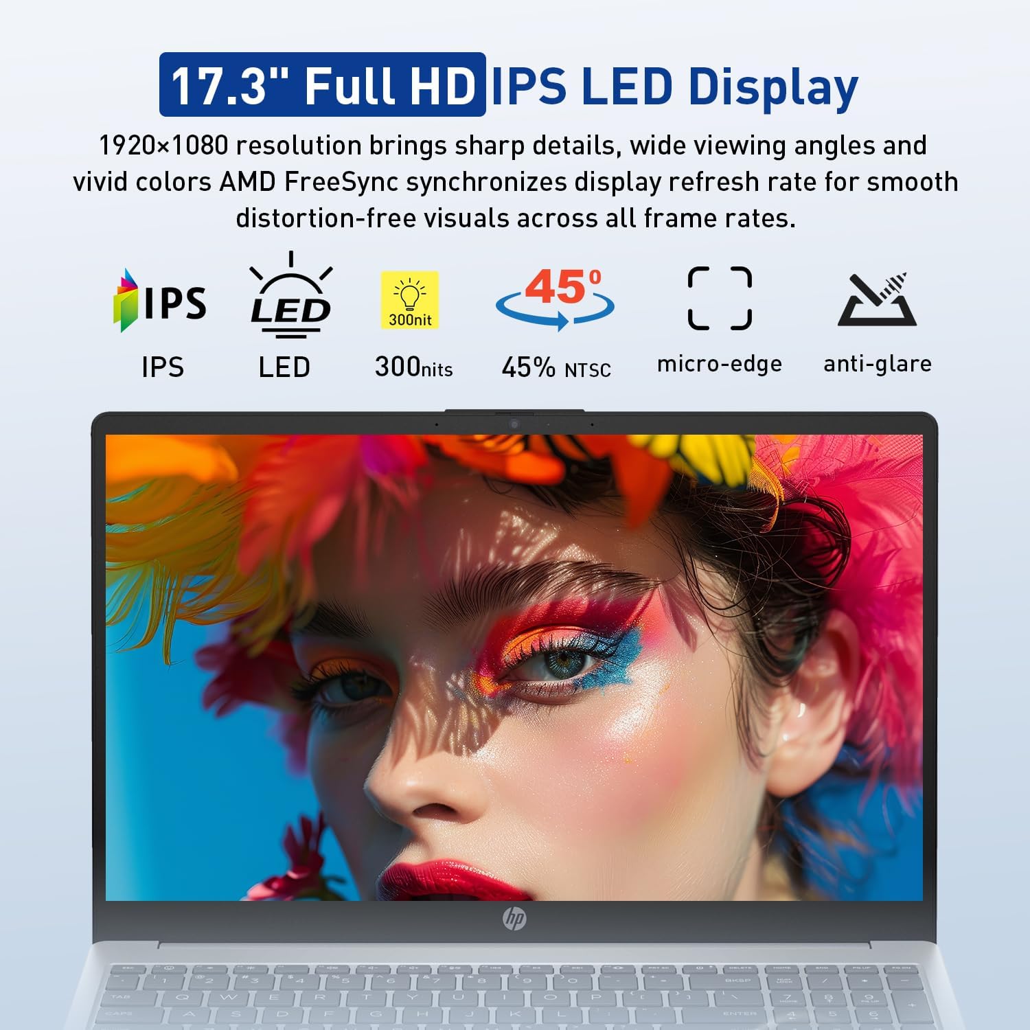 HP 17.3" FHD IPS LED Anti-Glare 300 nits Laptop, AMD Ryzen 5 7430U 6-core CPU, 16GB RAM, 1TB Storage, Webcam w/Shutter, Microsoft Copilot Key, Wi-Fi 6, BT 5.4, Win11 Home, 17-cp3000