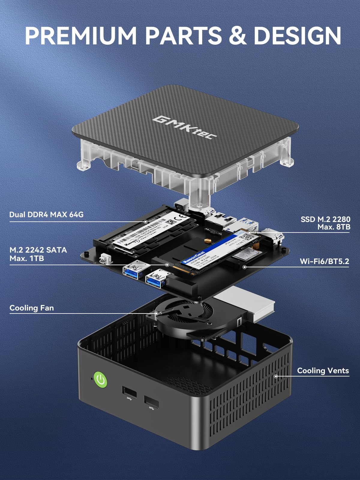 GMKtec G3 Pro Mini PC, Intel Core i3-10110U (Beats 4300U/N150) 16GB DDR4 (Dual Channel) 512GB PCIe M.2 SSD, Desktop Computer 4K Dual HDMI/USB3.2/WiFi 6/BT5.2/2.5GbE for Office, Business