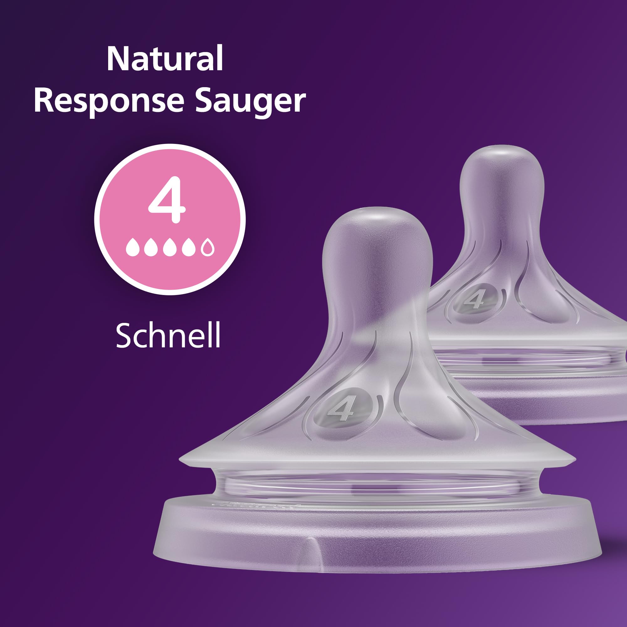 Philips AVENT Natural Response Sauger mit Anti-colic-Ventil, langsamer Nahrungsfluss (Durchflussrate 2), Doppelpack, SCY962/02