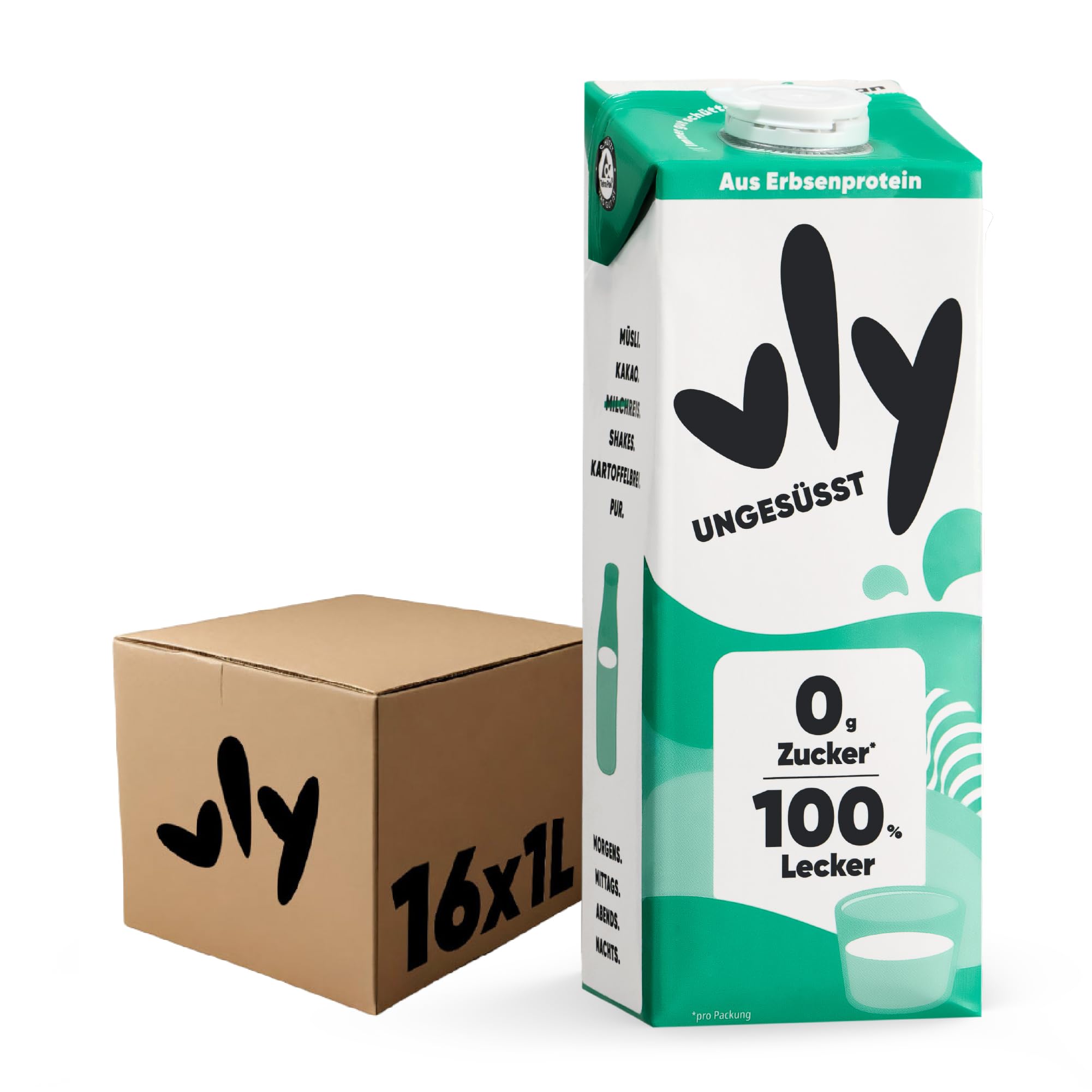 vly BARISTA - Die vegane Milchalternative aus Erbsenprotein | Cremiger Schaum | Reich an Ballaststoffen, Calcium, Vitaminen & Protein | Laktosefrei, Glutenfrei, Zuckerarm, Pflanzlich - 16x1L