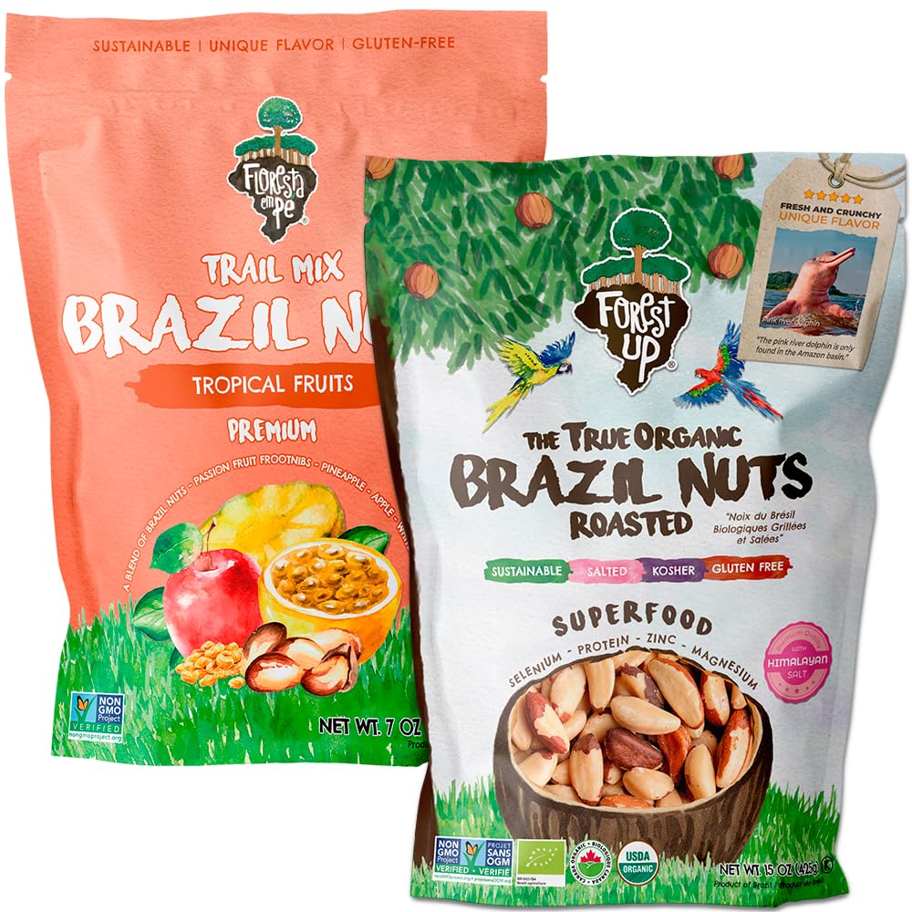 Snack The True Organic Brazil Nuts 15 oz – Raw and Unsalted – Kosher – Healthy – Rich in Vegetable Protein – Harvested in Amazon Rainforest – Fresh, Vegan, and Gluten Free – Forest Up