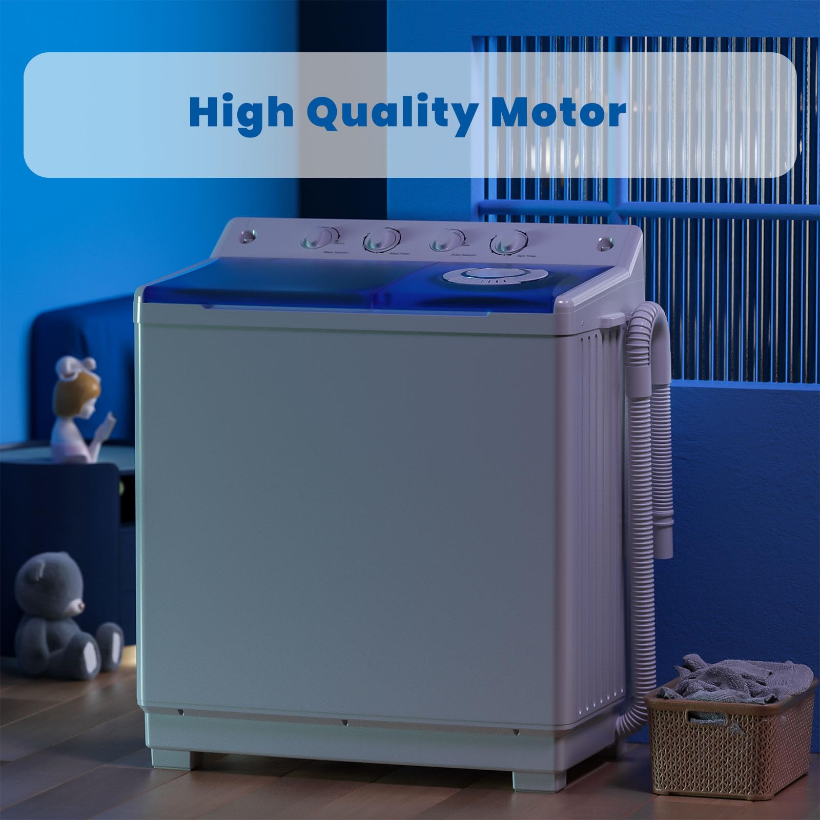 Auertech Portable Washing Machine, 28lbs Twin Tub Washer Mini Compact Laundry Machine with Drain Pump, Semi-automatic 18lbs Washer 10lbs Spinner Combo for Dorms, Apartments, RVs