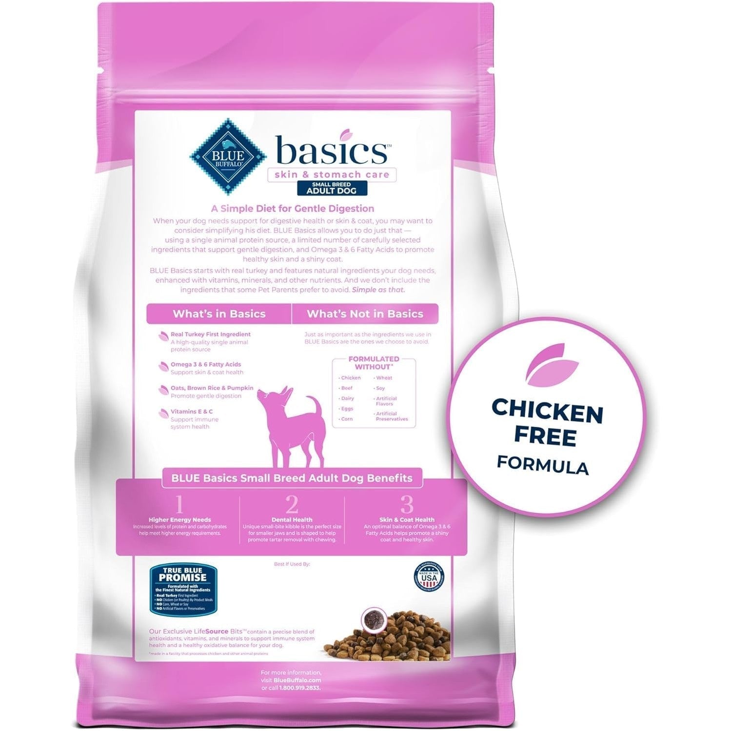 Blue Buffalo Basics Dry Dog Food for Small Breed Adult Dogs, Limited Ingredient Diet, Turkey Recipe, 11-lb. Bag