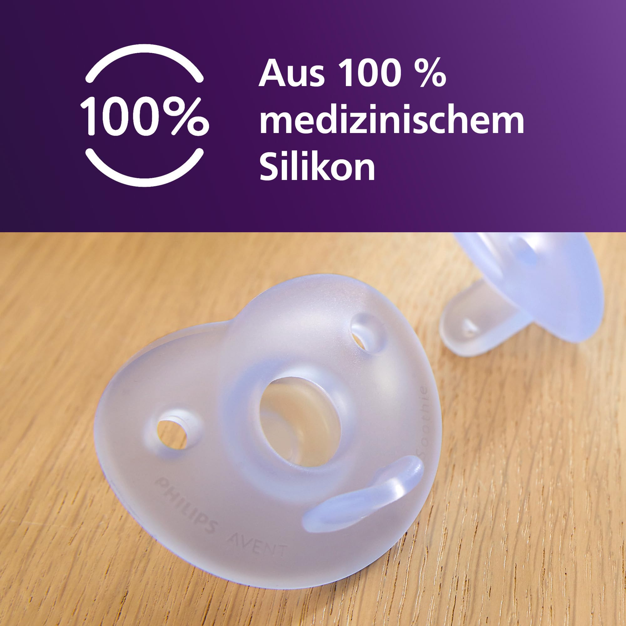 Philips Avent Soothie-Schnuller – einteiliges Silikondesign, für Neugeborene, flexibler Sauger, der den Druck auf Zähnen und Mund reduziert, BPA-frei, mit Sterilisationsbehälter, 2er-Pack, SCF099/27