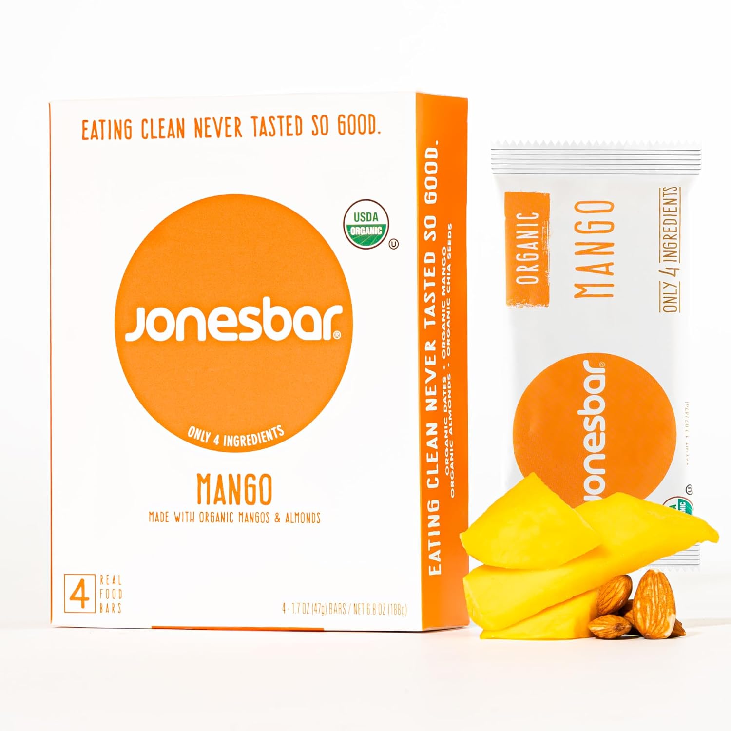JONESBAR Organic Plant-Based Protein Bars | Peanut Butter and Jelly | Fruit & Nut Bar, Kosher, Gluten-Free, Breakfast Bars, School Snacks, Vegan Snack & Healthy Snacks for Adults and Kids (Pack of 12)