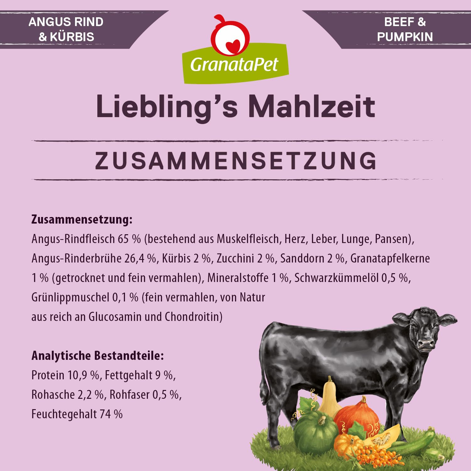 GranataPet Liebling's Mahlzeit Multipack 2, Nassfutter für Hunde im Probierpaket, Alleinfuttermittel ohne Getreide, Hundefutter mit hohem Fleischanteil & hochwertigen Ölen, 6 x 800 g
