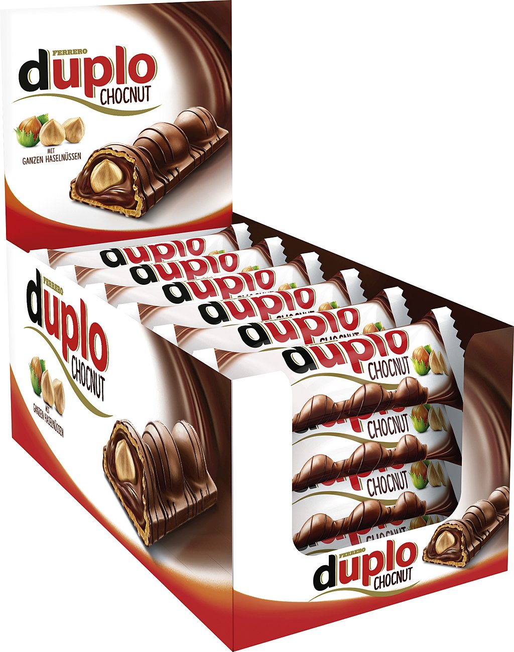 Duplo – Schokoriegel mit feiner Nugatcreme, knuspriger Waffel & zarter Vollmilchschokolade – Schmeckt knusperleicht – 1 Packung mit 10 Einzelriegeln (10 x 18,2 g)
