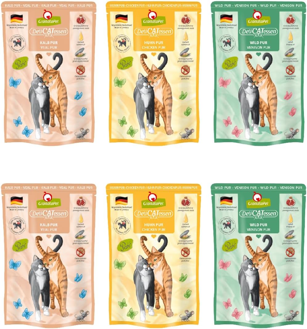 GranataPet DeliCatessen Huhn PUR, Nassfutter für Katzen, Futter ohne Getreide & ohne Zuckerzusätze, Katzenfutter mit hohem Fleischanteil & hochwertigen Ölen, 6 x 400 g