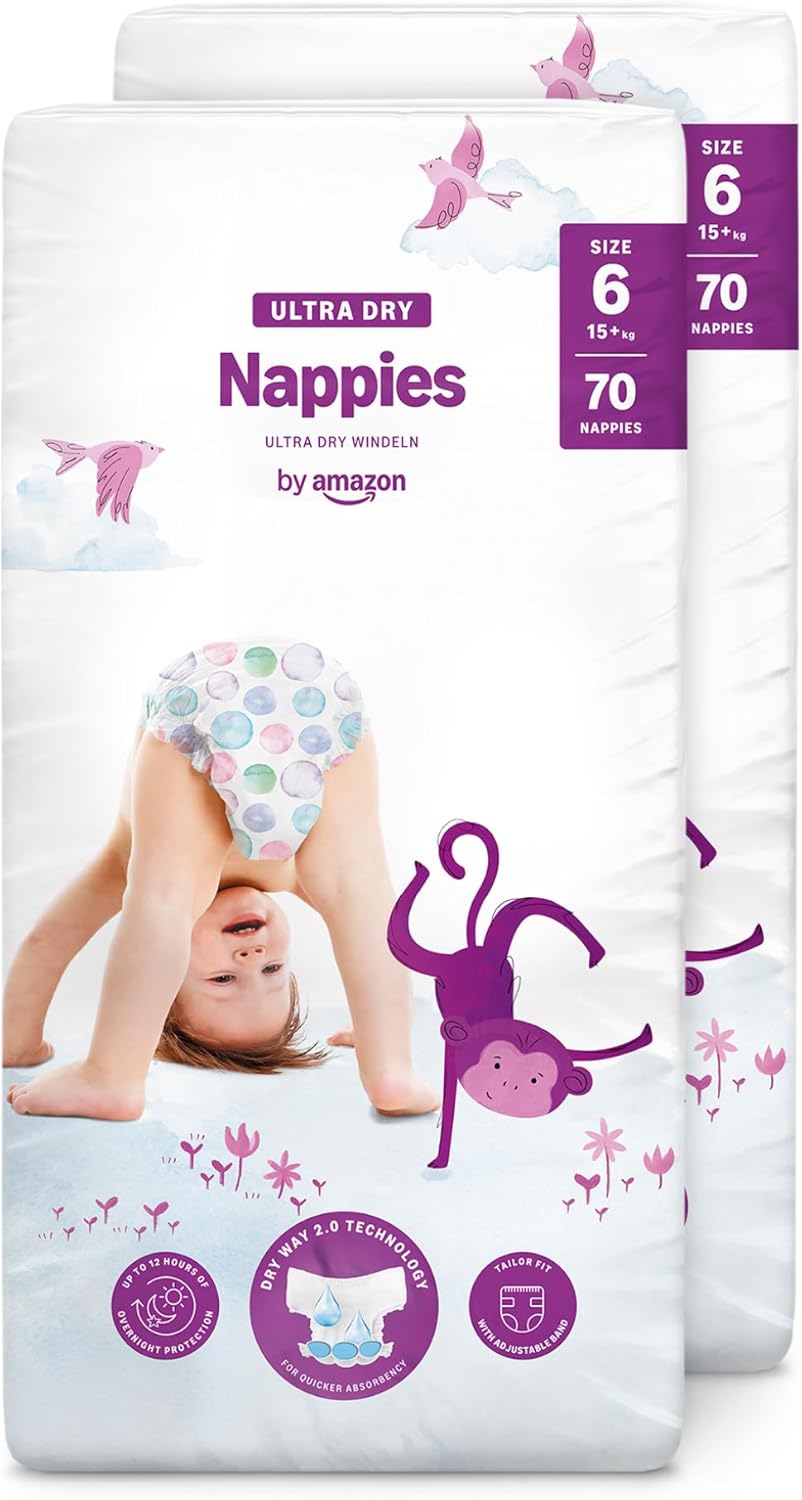 By Amazon Ultra Dry Windeln Größe 5 (10-16 kg) - MONATSBOX, Weiß, 152 Stück (2 Packungen mit 76) (Früher Unter Der Marke Mama Bear, Identisches Produkt)