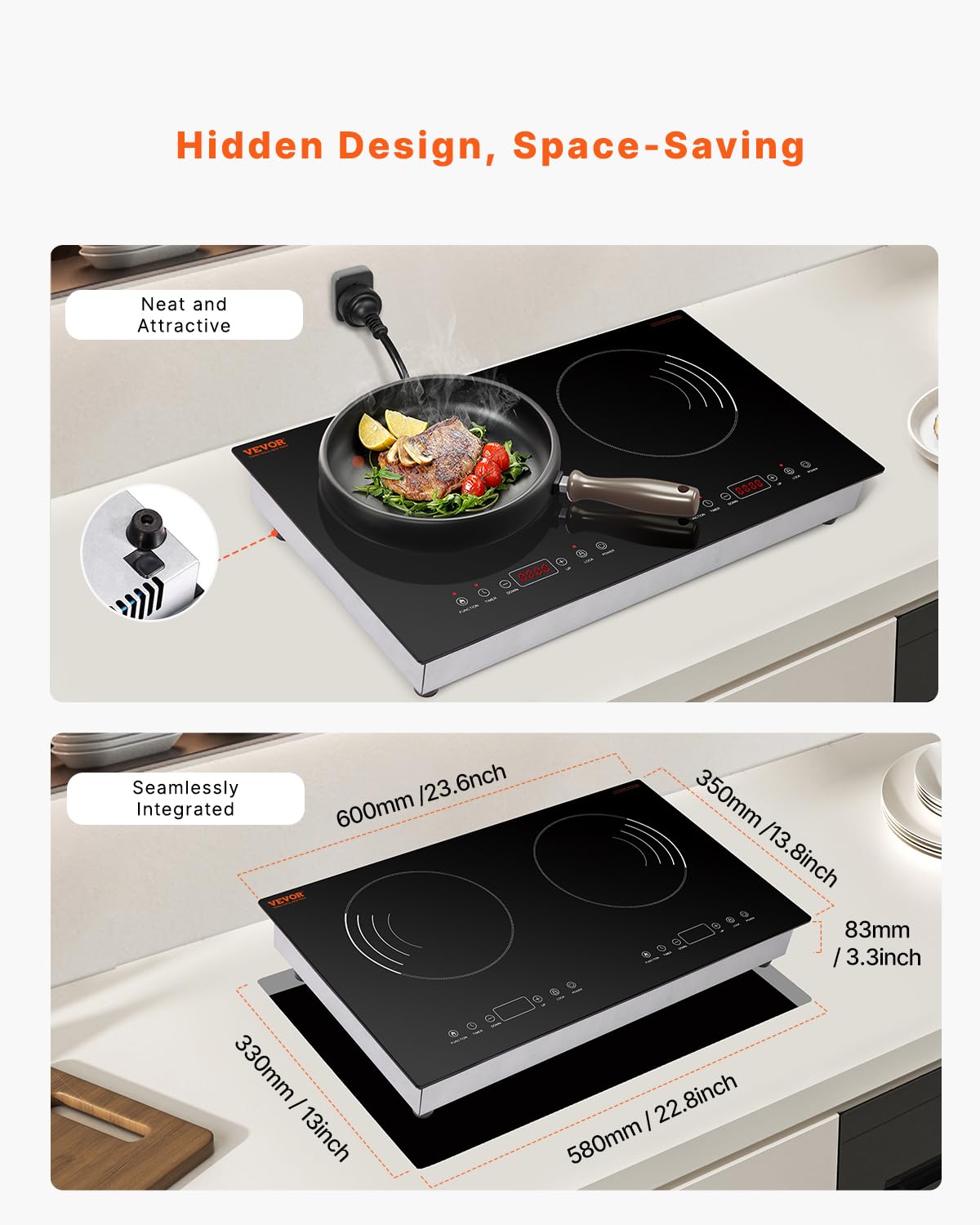 VEVOR Built-in Induction Electric Stove Top 30 Inch,5 Burners Electric Cooktop,9 Power Levels & Sensor Touch Control,Easy to Clean Ceramic Glass Surface,Child Safety Lock,240V