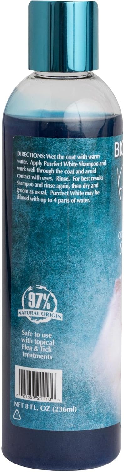 Bio-Groom - Katzenshampoo - Für weiße und helle Fellfarben - Aufheller - Gegen Trockenheit und Verfilzungen - Auf Kokosnussölbasis - 236 ml