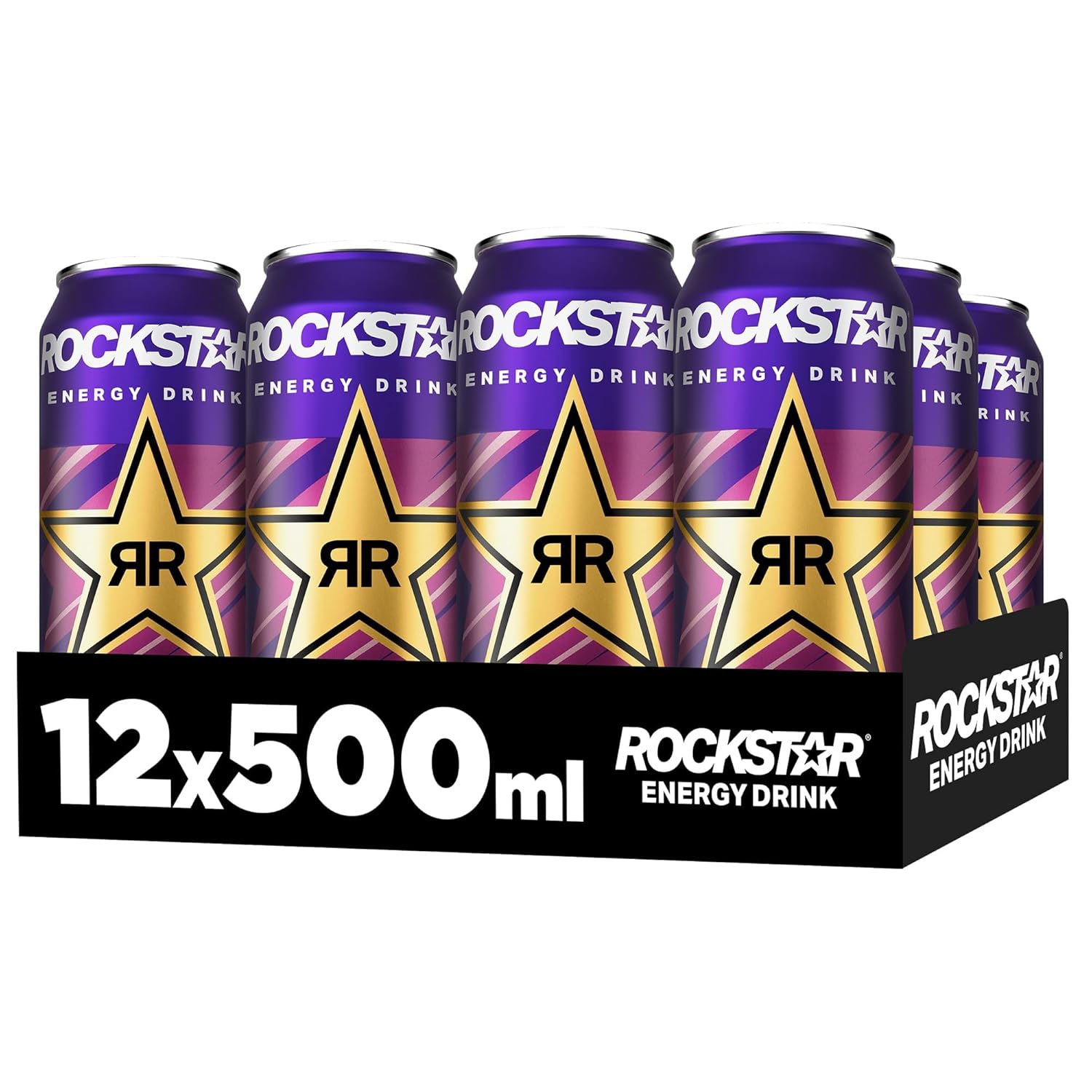 Rockstar Energy Drink Tropical Guava Geschmack - Koffeinhaltiges Erfrischungsgetränk für den Energie Kick, EINWEG (12 x 500ml) (Verpackungsdesign kann abweichen)