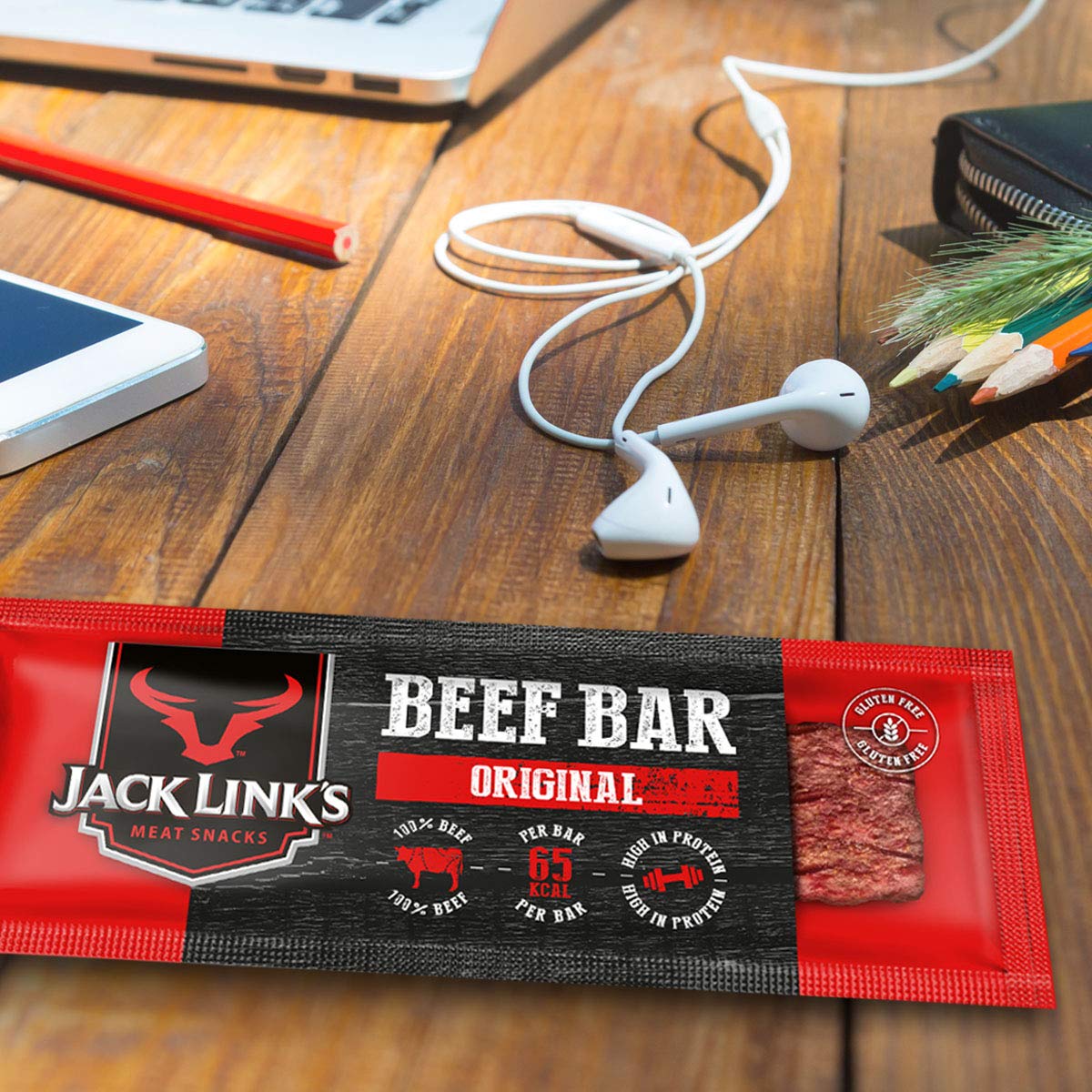 Jack Links Protein Riegel Beef Original – 30er Pack (30 x 22,5 g) – Low Carb Proteinriegel - Eiweißriegel - Protein Bar - Energieriegel - Snack für unterwegs und im Gym, Fitness - High Protein Snack