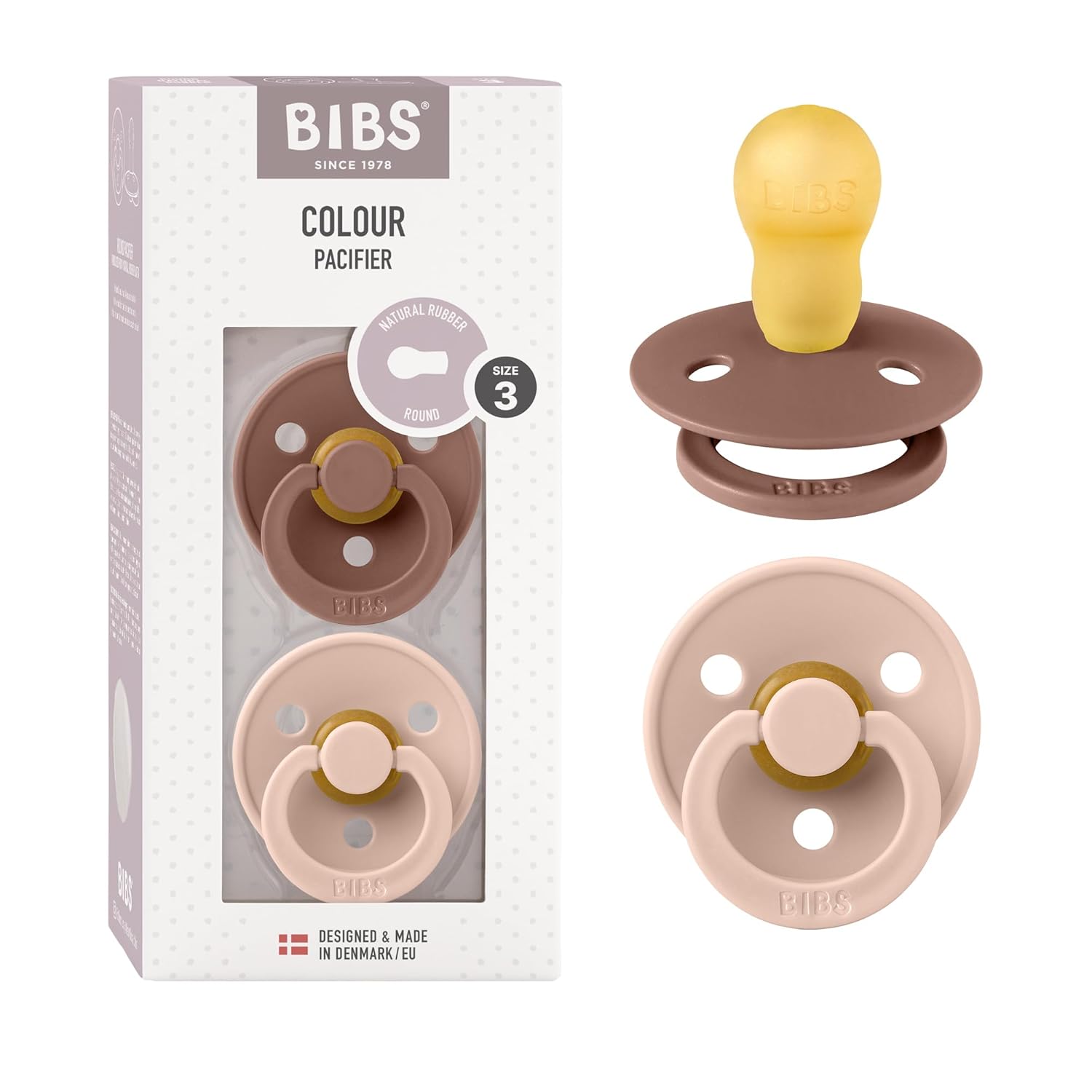 BIBS Colour Schnuller 2er-Pack, BPA-frei, Kirschform Nippel. Naturkautschuk/Latex, Hergestellt in Dänemark. Größe 1 | 0+ Monate | 2-Pack, Ivory/Sage