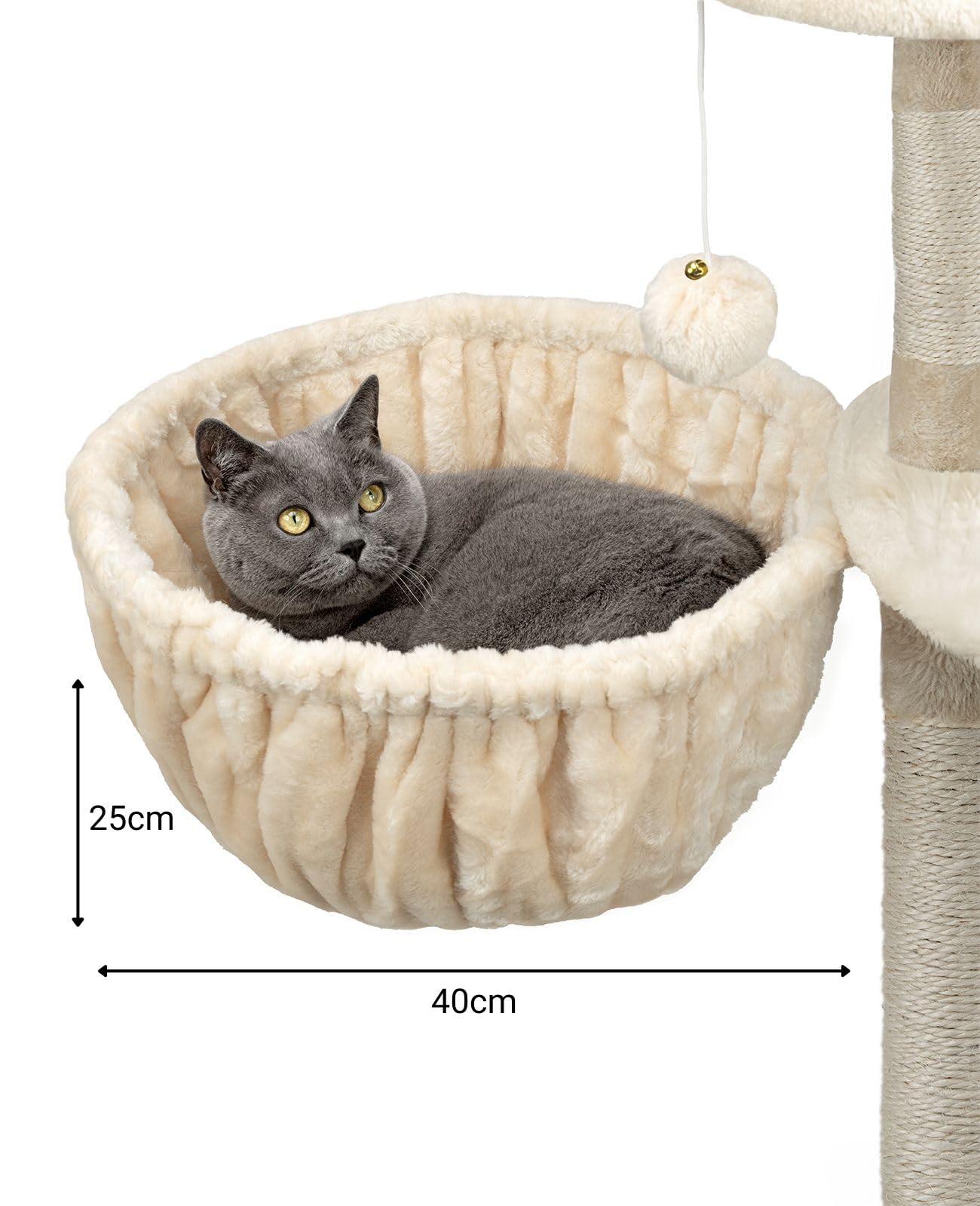 lionto Liegemulde aus weichem Plüsch für Kratzbaum, Ø 40 cm, 25 cm Tiefe, kuschelige Schlafmulde für jeden Katzenbaum mit M8-Gewinde, Stabiler Metallrahmen für kleine und große Katzen, dunkelgrau