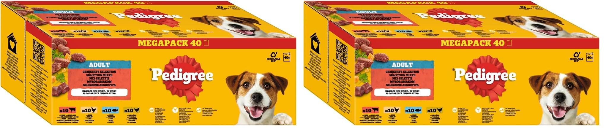 PEDIGREE DOGCARE Hundefutter Portionsbeutel Chunks in Soße Adult 40 x 100g