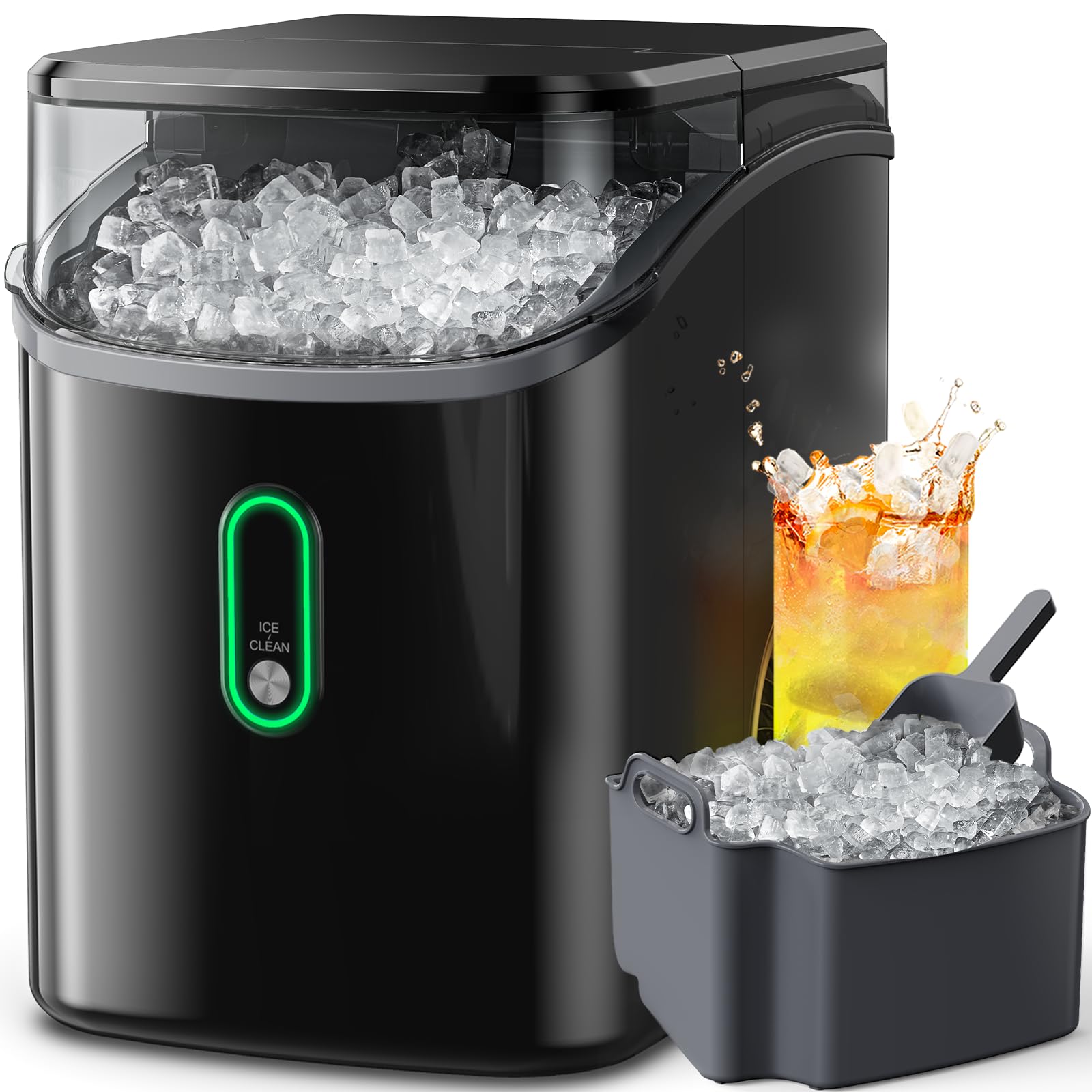 Silonn Ice Maker Countertop, Portable Ice Machine with Carry Handle, Self-Cleaning Ice Makers with Basket and Scoop, 9 Cubes in 6 Mins, 26 lbs per Day, Ideal for Home, Kitchen, Camping, RV