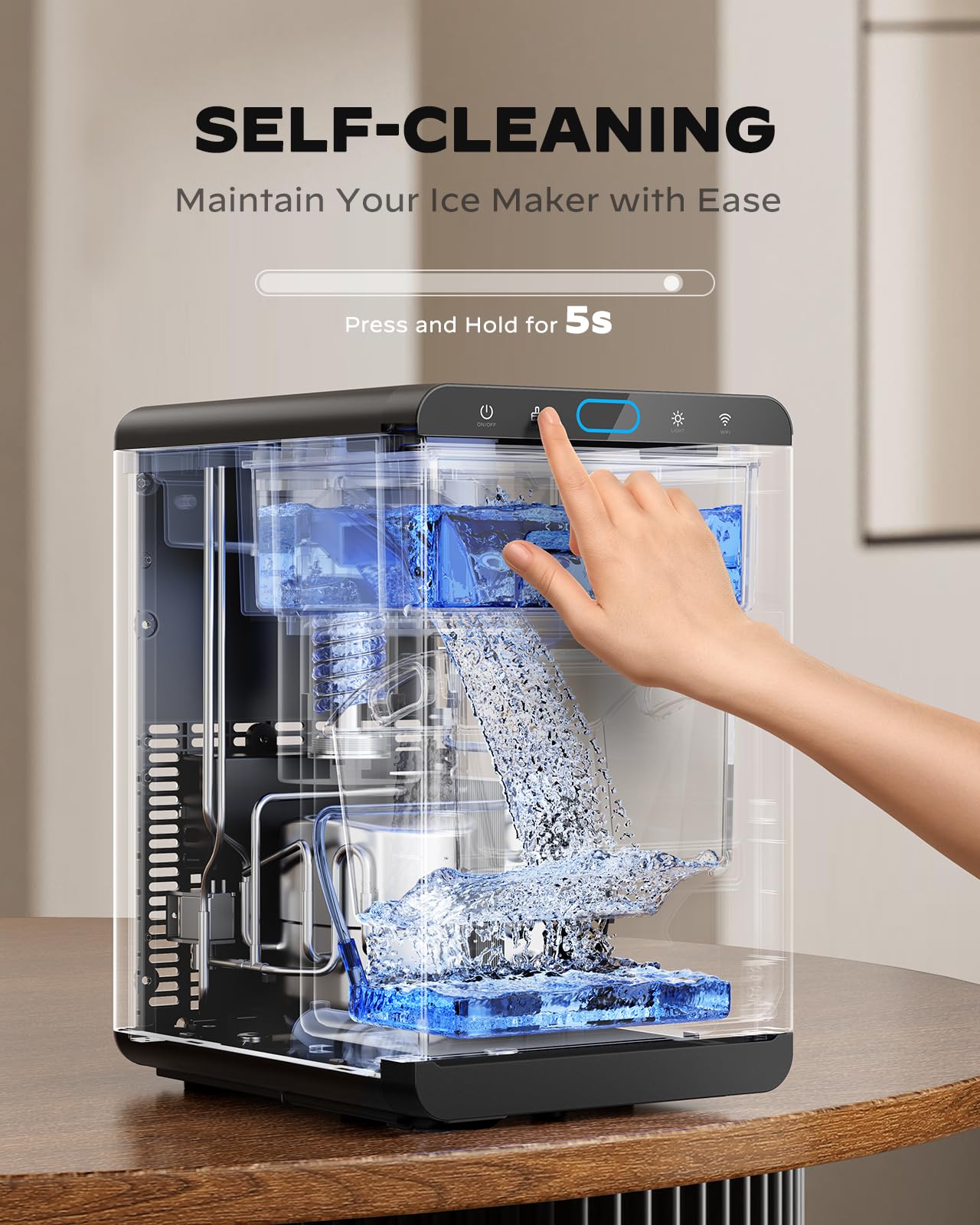Silonn Ice Maker Countertop, Portable Ice Machine with Carry Handle, Self-Cleaning Ice Makers with Basket and Scoop, 9 Cubes in 6 Mins, 26 lbs per Day, Ideal for Home, Kitchen, Camping, RV