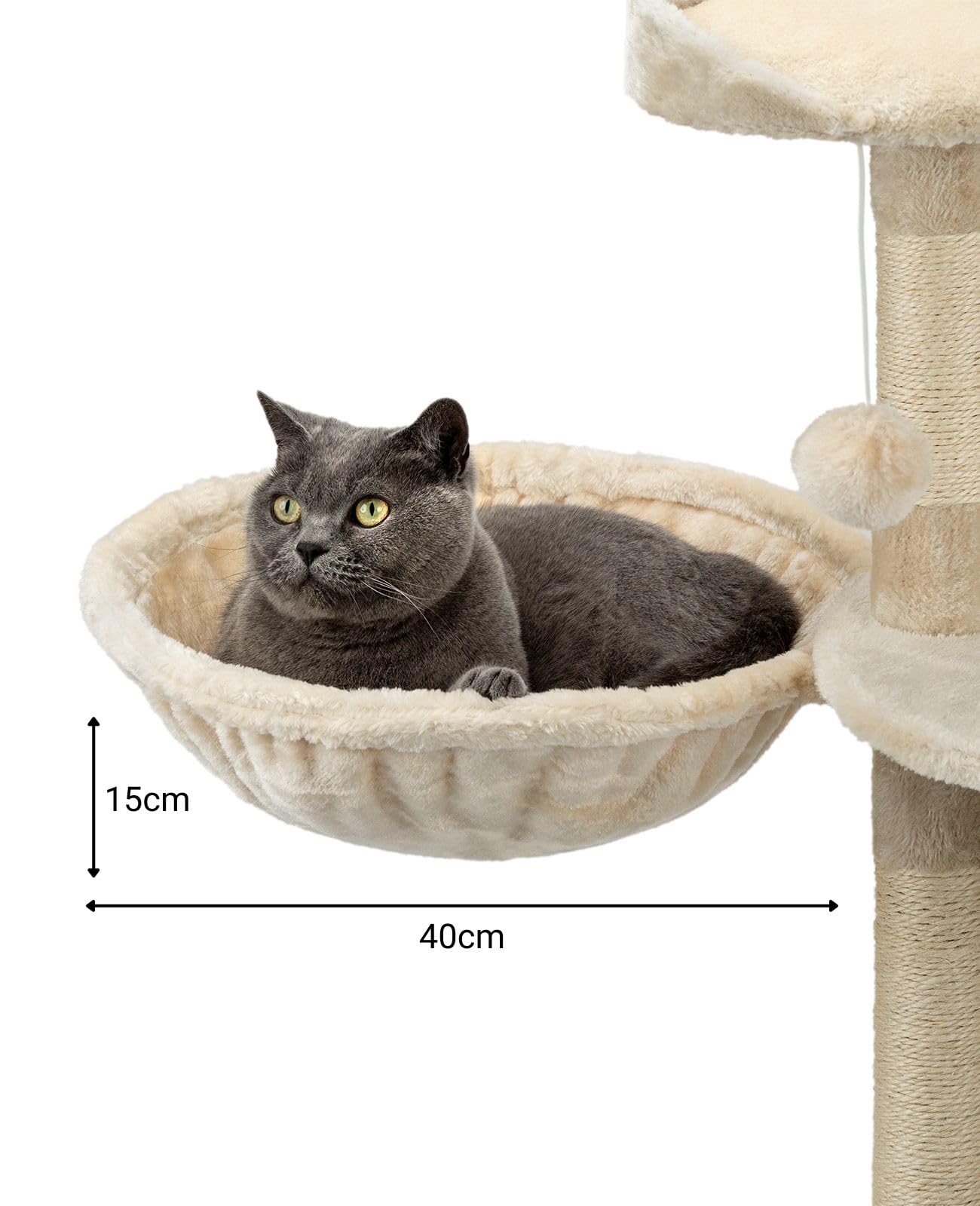 lionto Liegemulde aus weichem Plüsch für Kratzbaum, Ø 40 cm, 25 cm Tiefe, kuschelige Schlafmulde für jeden Katzenbaum mit M8-Gewinde, Stabiler Metallrahmen für kleine und große Katzen, dunkelgrau