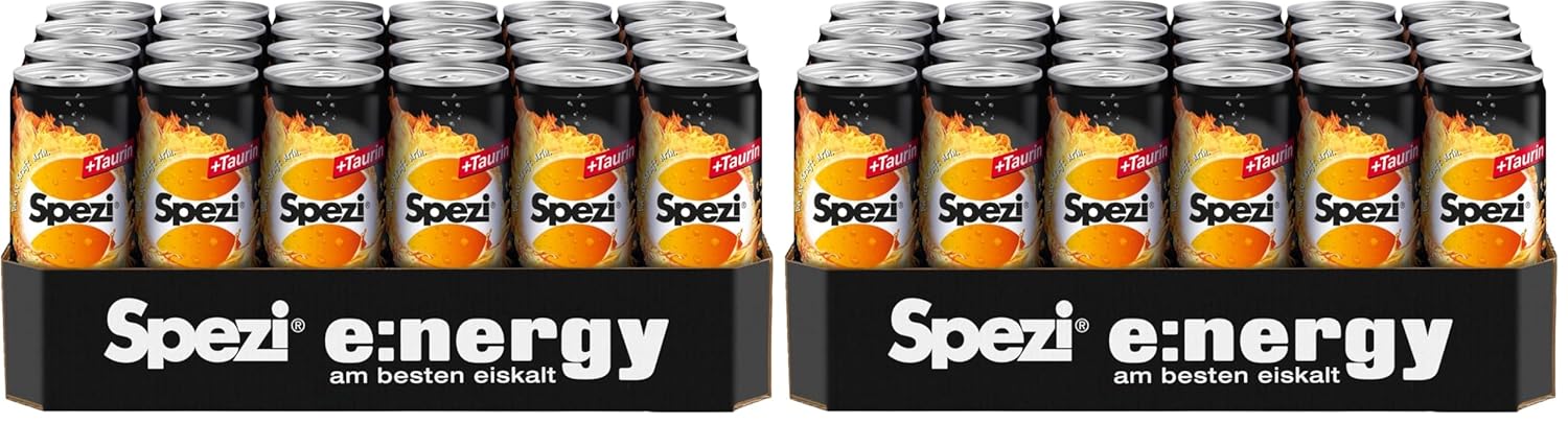 Spezi Energy ZERO Dose (24 x 0,33 l) Energy Drink mit Cola & Orangen Geschmack mit Koffein und Vitaminen