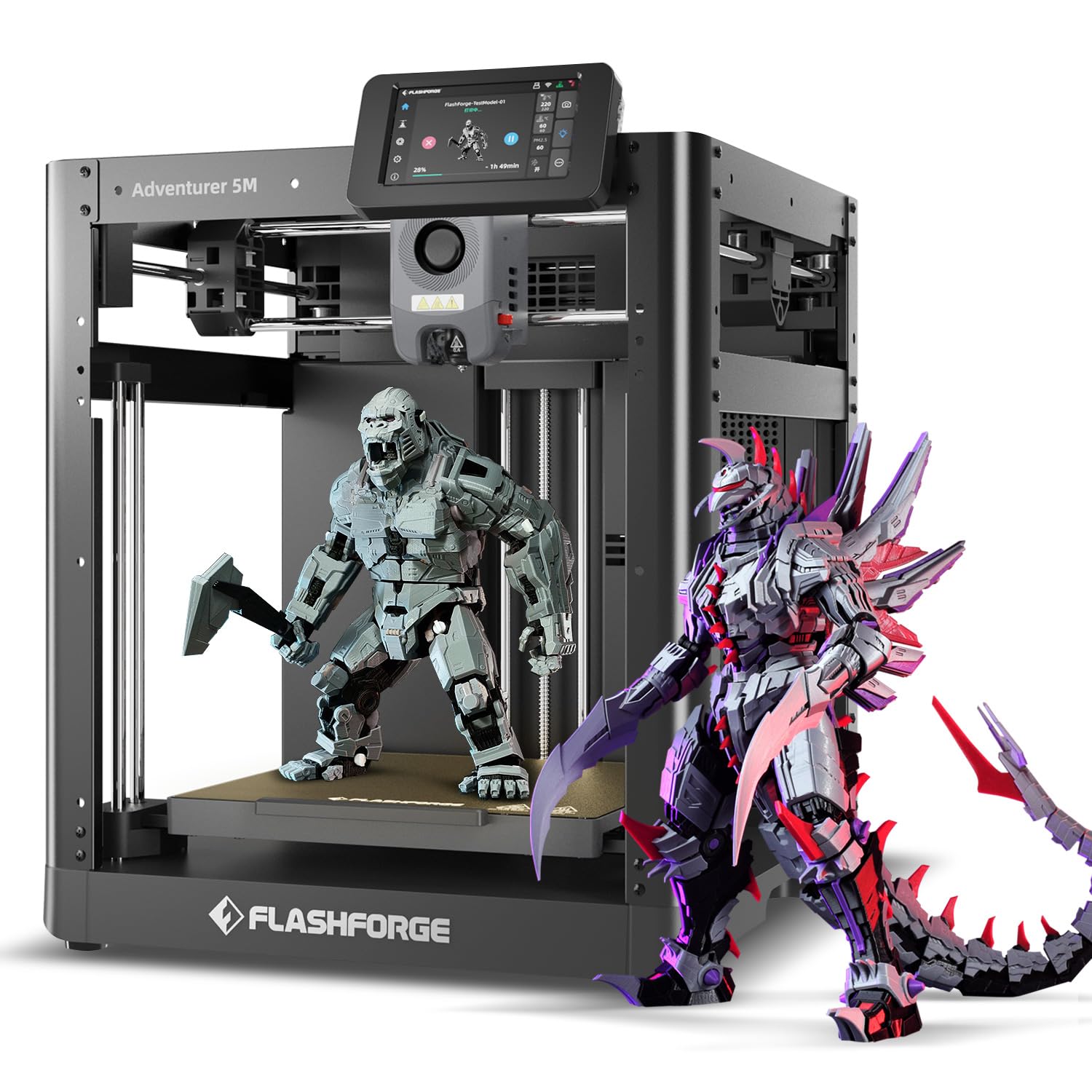 FLASHFORGE 3D Printer AD5M Pro with 250g PLA, 600mm/s High Speed CoreXY High Precision Printing, 280℃ Quick-Swap 0.4 & 0.6mm Hotend, 50dB Silence and Built-in Camera, Build Volume 220 * 220 * 220mm