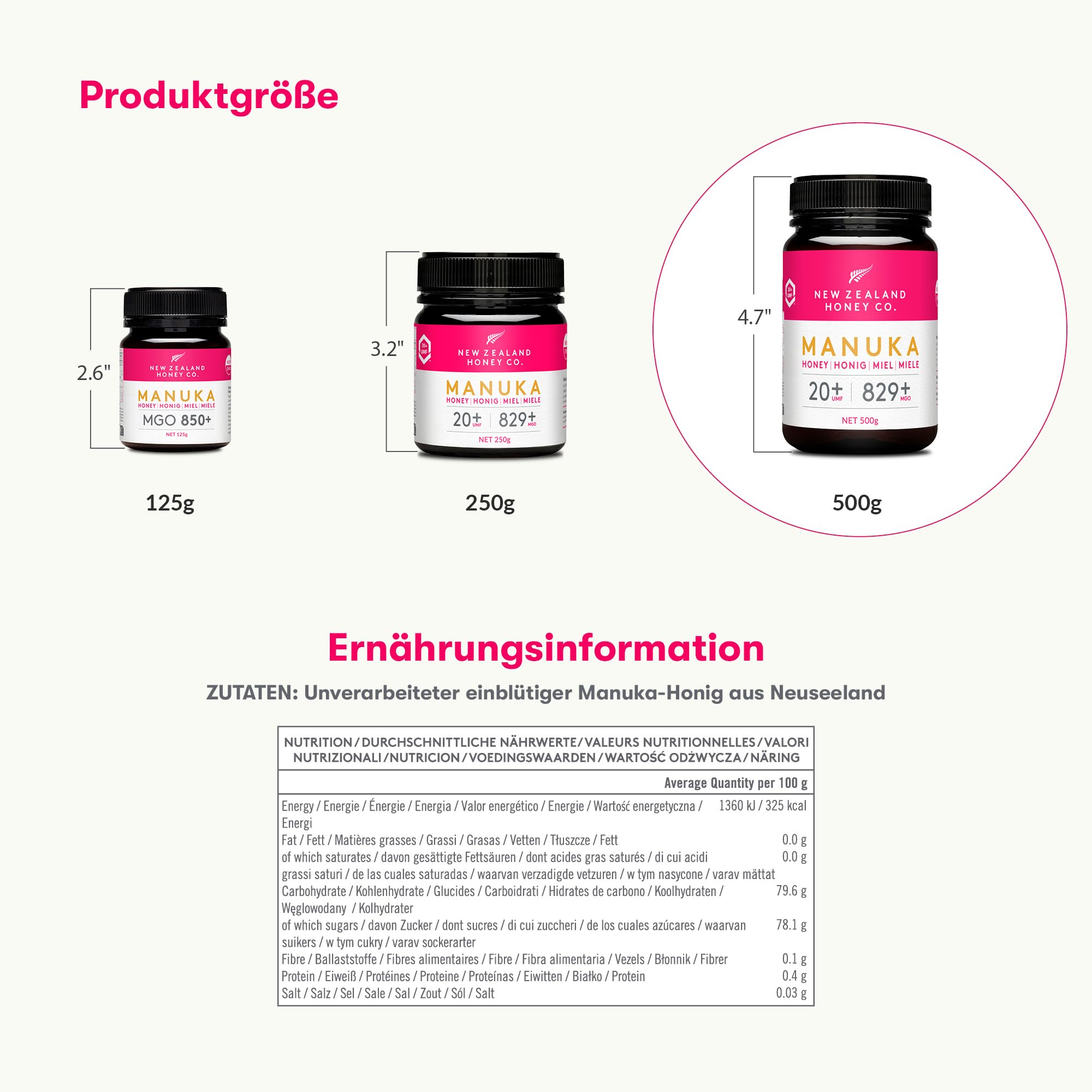 New Zealand Honey Co. Manuka Honig MGO 829+ / UMF 20+ | Aktiv und Roh - Hergestellt in Neuseeland - Zertifiziertem Methylglyoxal Gehalt - 250g - Raw Honey - Rohhonig