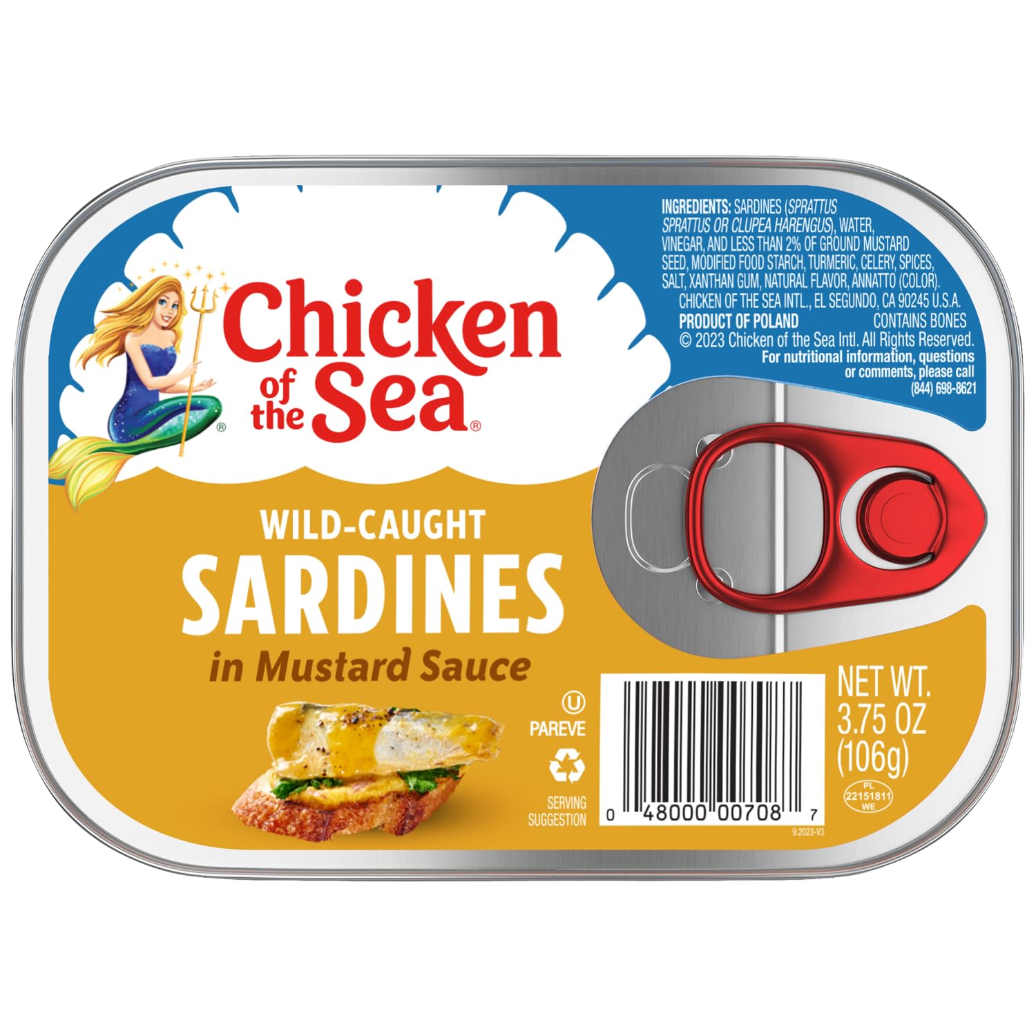 Chicken of the Sea Sardines in Olive Oil, 3.75 oz. (Pack of 18), Wild Caught Canned Sardines, Packaging May Vary