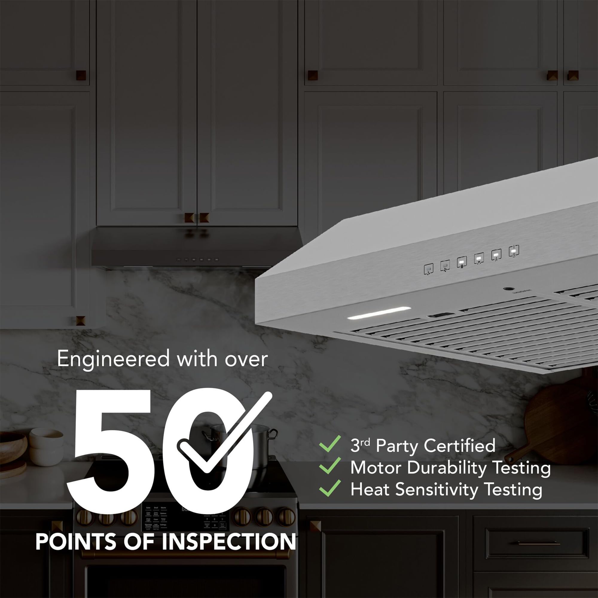 Broan-NuTone BCSQ130SS Three-Speed Glacier Under-Cabinet Range Hood with LED Lights ADA Capable, 1.5 Sones, 375 Max Blower CFM, 30-Inch, Stainless Steel
