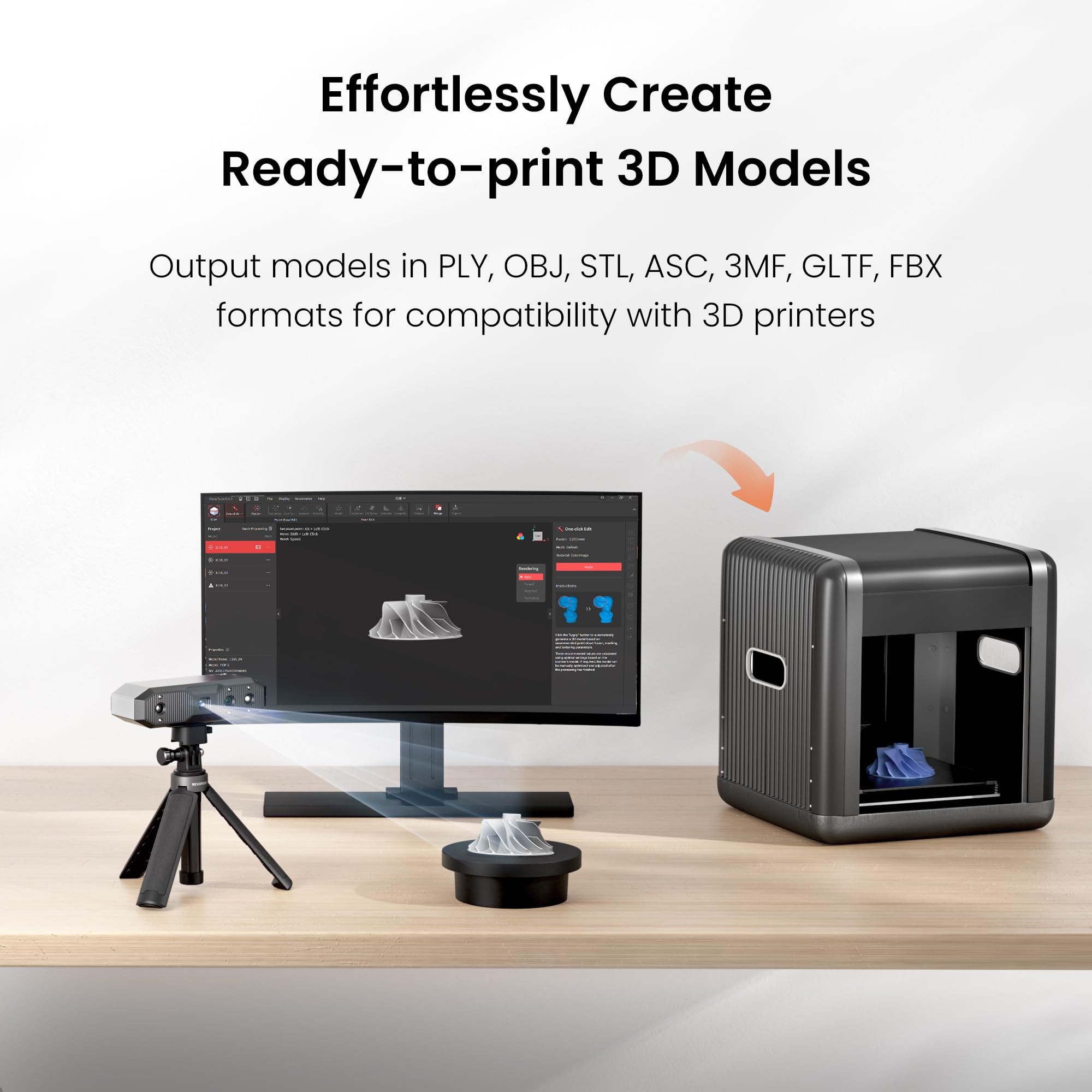 Revopoint MINI 2 3D Scanner for 3D Printing Handheld, Up to 0.02mm Precision, Industrial Blue Light, Full Color Model Scanning for Small Objects, Compatible with Win/Android/iOS/macOS, Standard