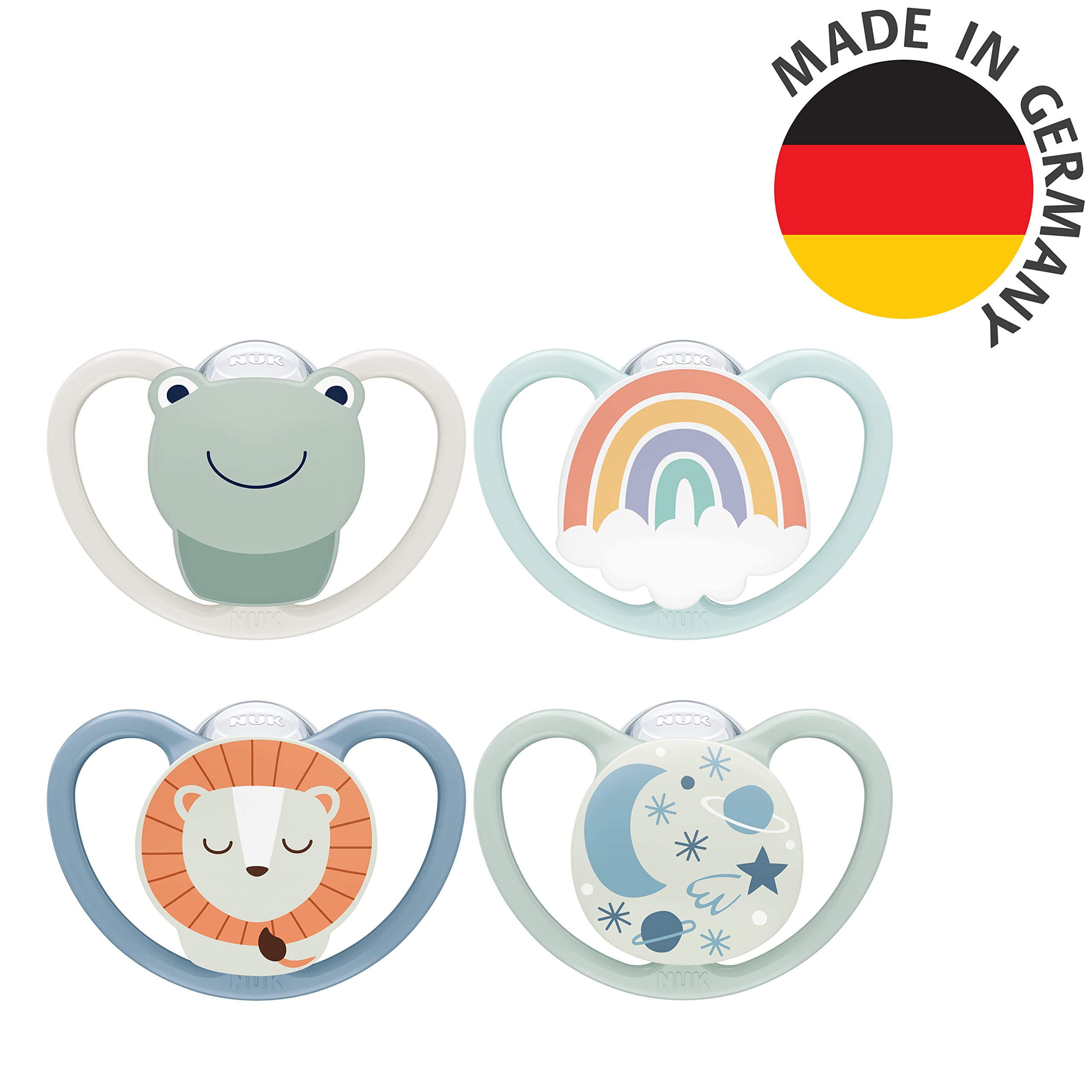 NUK Perfect Match Air Day & Night Baby-Schnuller | 0-6 Monate | Leuchtende Schnuller, die Luftzirkulation fördern & Speichelrash verhindern | 95% Baby-Akzeptanz** | Sortiert | 4 Stück