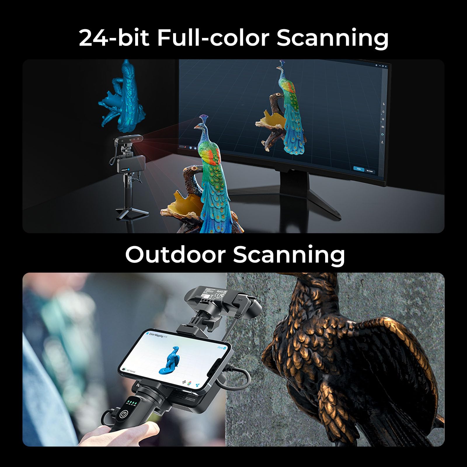 Creality 3D Scanner CR-Scan Ferret Pro for 3D Printing, Upgrade Handheld Scanner with Wireless Scanning Anti-Shake Tracking, Fast Full-Color Scan, 0.1mm Accuracy for iOS/Android Phone PC Win 10/11