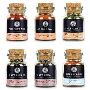 Ankerkraut Grill Set 6 Gewürze, das BBQ Starter-Set für leidenschaftliche Griller und Grillerinnen, Geschenke für Männer und Frauen, 6 Gewürzgläser enthalten