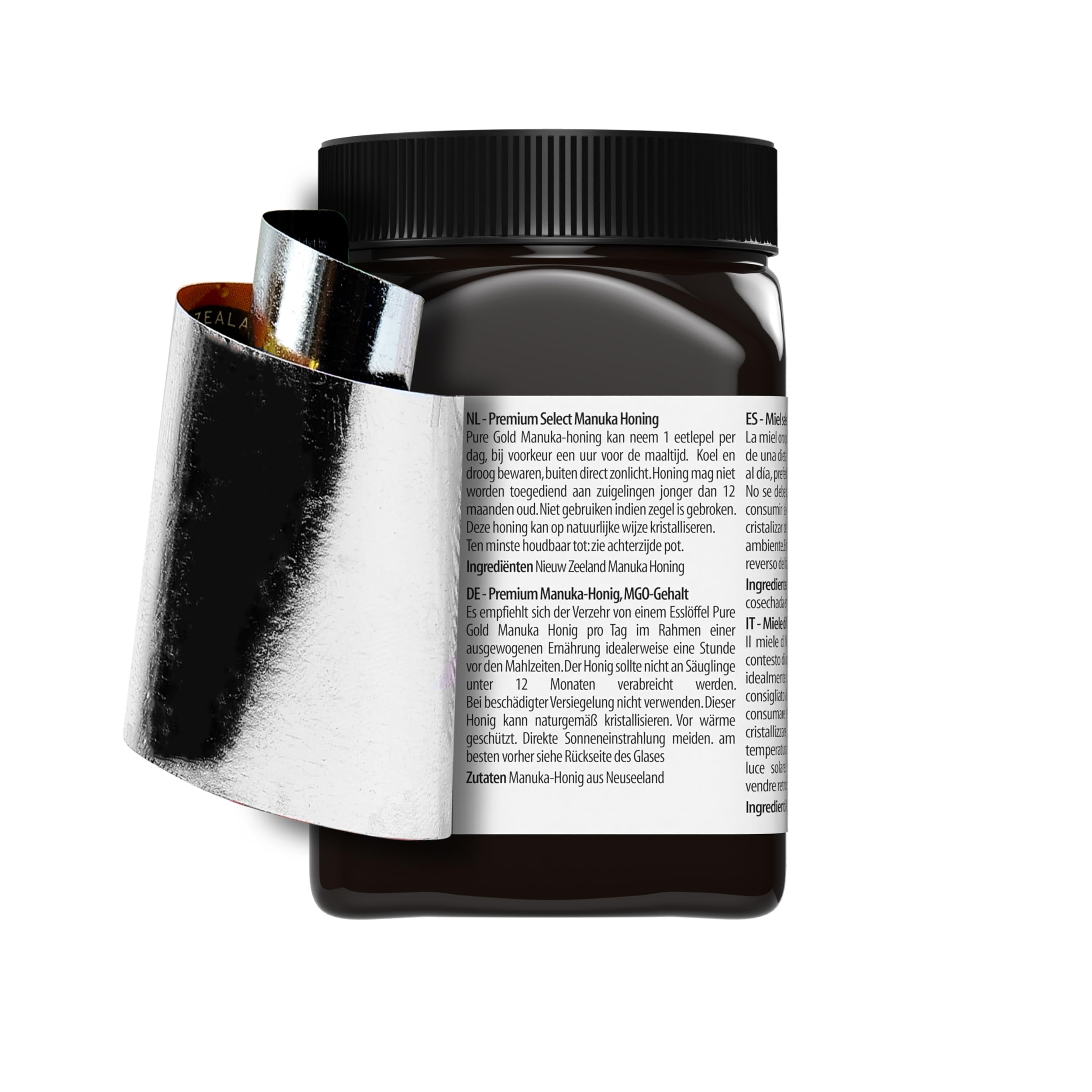 Pure Gold Manuka-Honig 525+ 500 g, Honig aus Neuseeland, im Kunststoffbehälter, MBO-zertifiziert und nach MPI-Standards