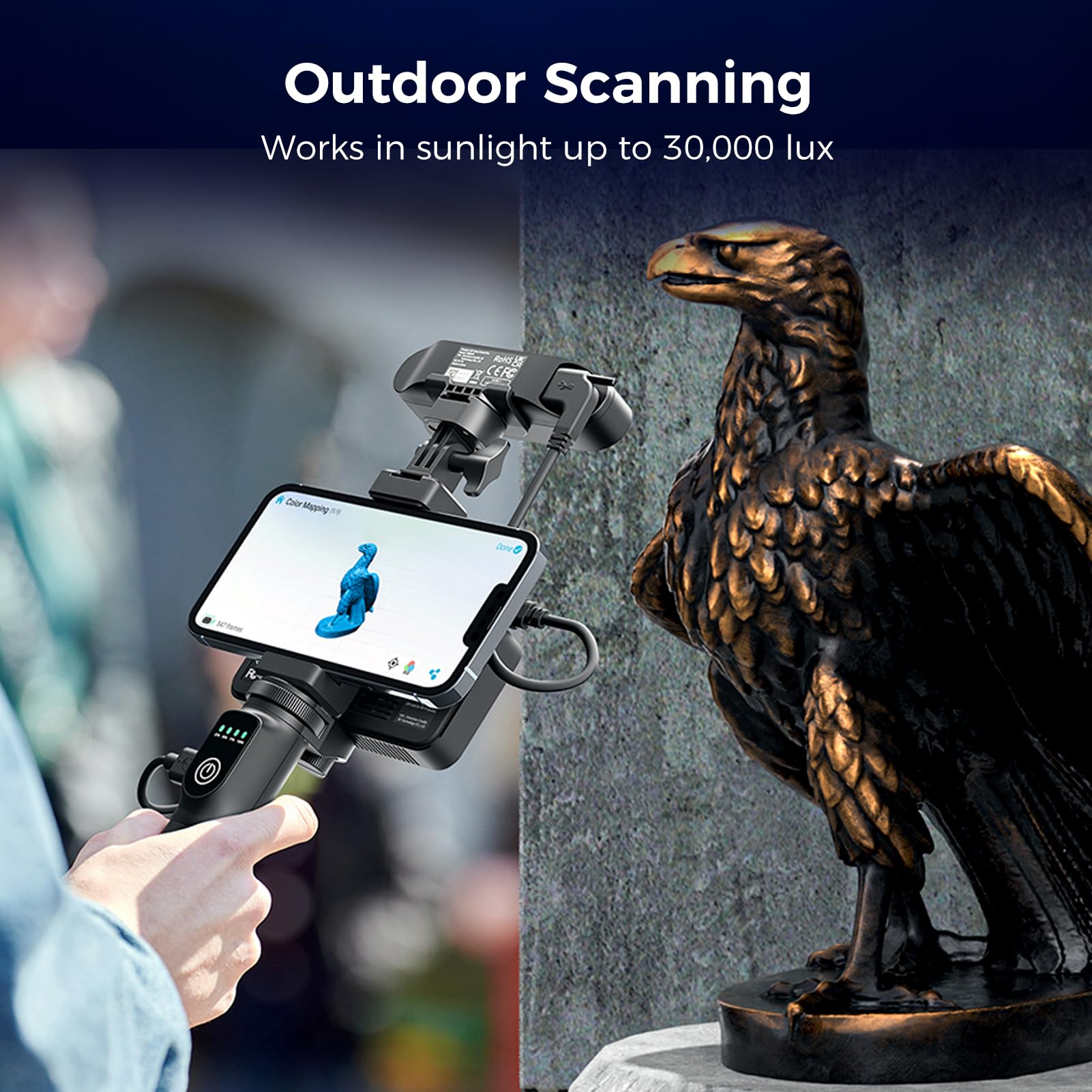 3D Scanner Creality Ferret Pro 0.1mm Accuracy Handheld Scanner with Wireless Scanning Anti-Shake Tracking Fast Full-Color Scan for iOS/Android Phone PC Win 10/11