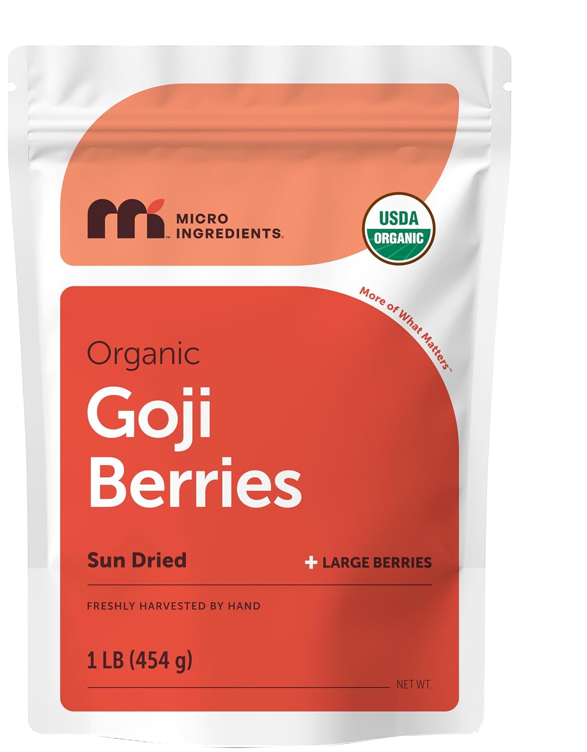Micro Ingredients Organic Goji Berries 2lbs (32oz) | Large Whole Sun-Dried Berries | Raw Superfood Wolfberries | Natural Flavor for Trail Mix, Juice, & Tea | Sulfate Free, Vegan Friendly, Non-GMO