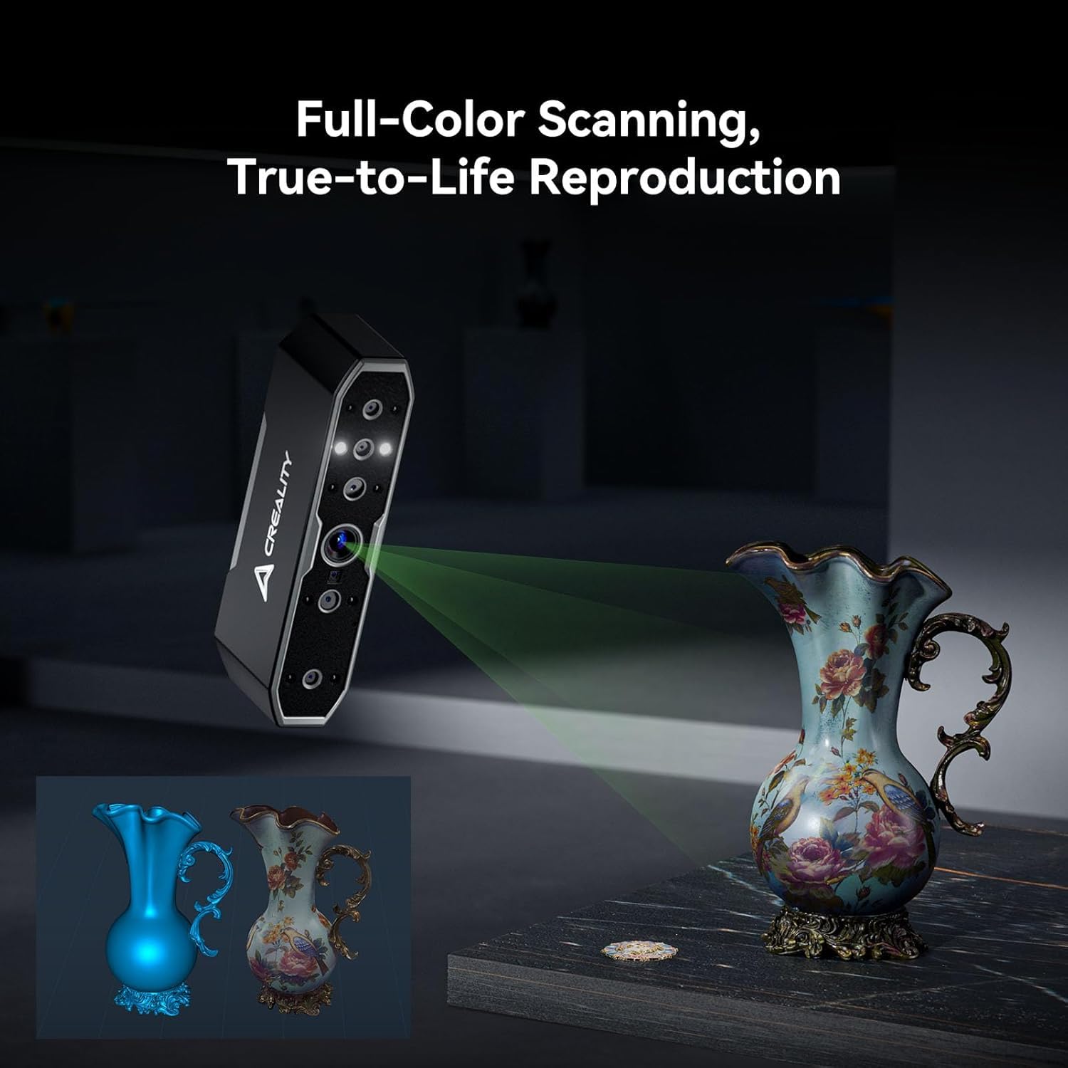 Creality 3D Scanner CR-Scan Ferret Pro for 3D Printing, Upgrade Handheld Scanner with Wireless Scanning Anti-Shake Tracking, Fast Full-Color Scan, 0.1mm Accuracy for iOS/Android Phone PC Win 10/11
