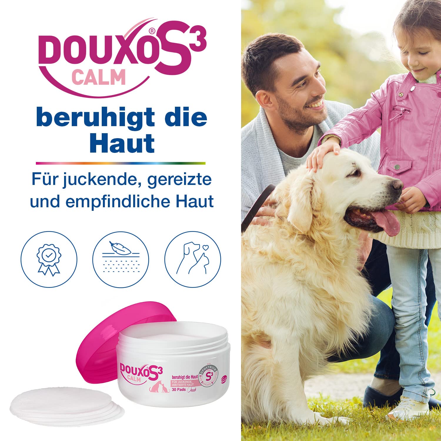 DOUXO S3 Calm Mousse | für Hunde & Katzen | Schaum Pflege für juckende, gereizte & empfindliche Haut | Hautberuhigend & Feuchtigkeitsspendend | ideal für Allergiker & allergische Tiere | 150 ml