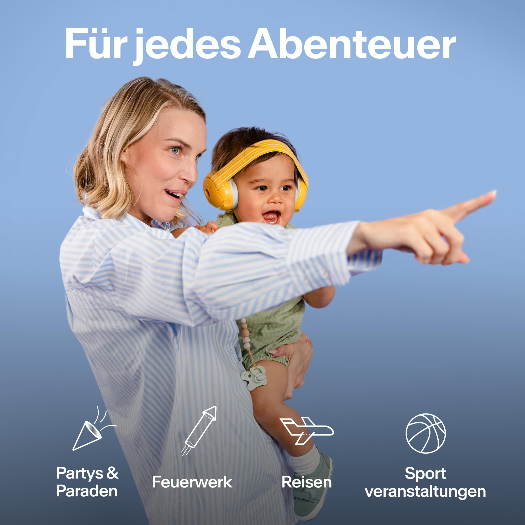 Alpine Muffy Baby Classic - Gehörschutz für Babys - Verstellbares ANTI-SLIP-Kopfband bis 48 Monate - In Deutschland auf Sicherheit getestet - Lärmschutz Kopfhörer verhindert Gehörschäden, Schwarz