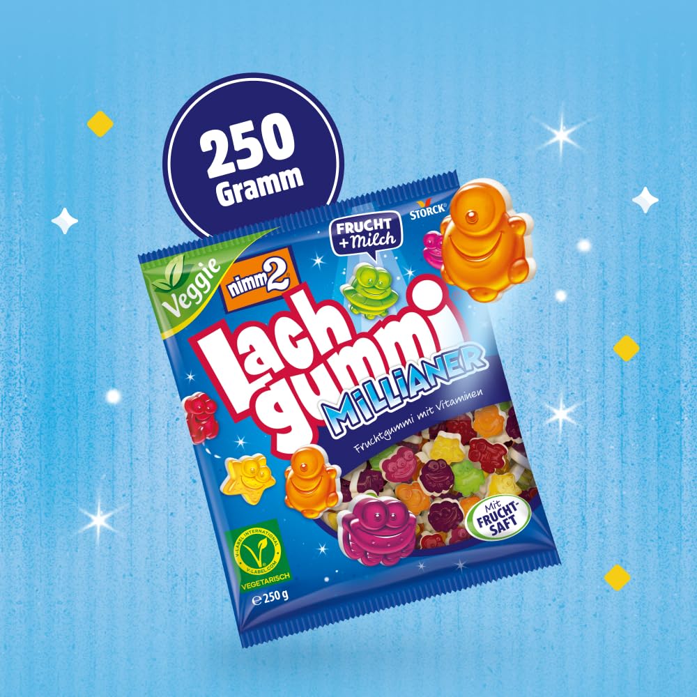 nimm2 Lachgummi Happies – 1 x 325 g – Fruchtgummis mit Fruchtsaft und Vitaminen – Süßigkeit in sechs Geschmacksrichtungen