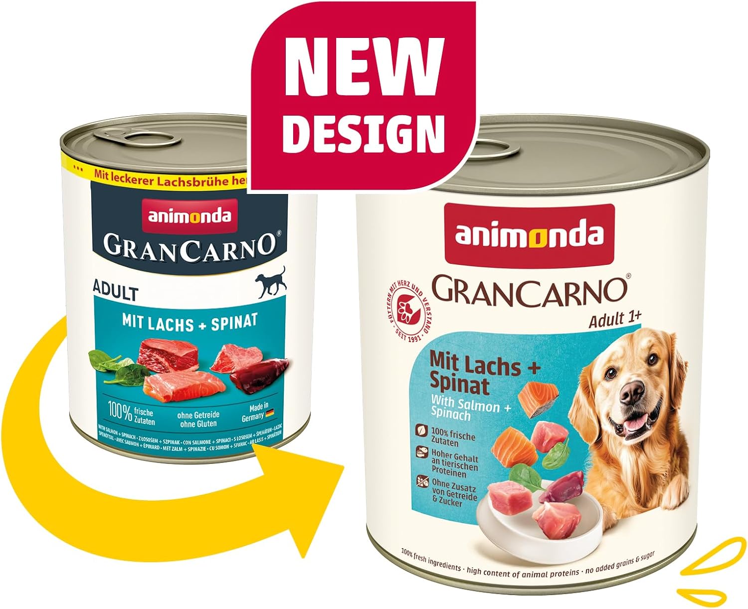 animonda GranCarno Adult Deftige Variation (6 x 800 g), Hundenassfutter für ausgewachsene Tiere, Nassfutter für Hunde mit 100% frischen, fleischlichen Zutaten, Hundefutter ohne Getreide