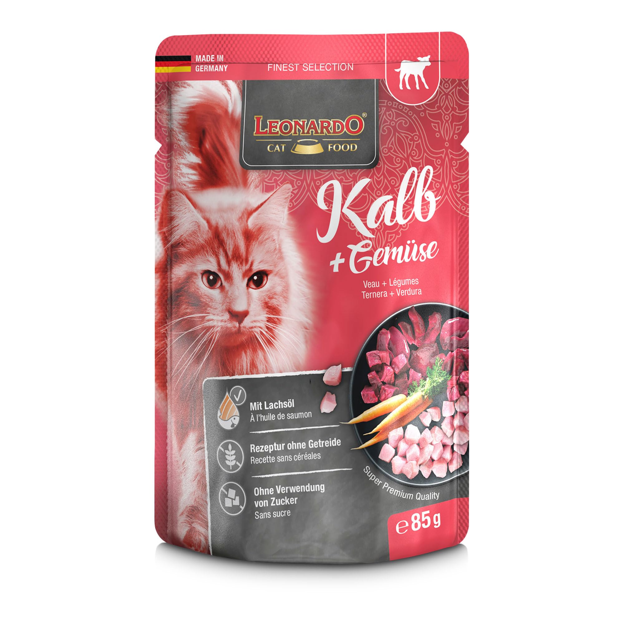 LEONARDO Frischebeutel [16x85g Kaninchen + Cranberries] | Getreidefreies Nassfutter für Katzen | Feuchtfutter Alleinfutter im Einzelportionsbeutel