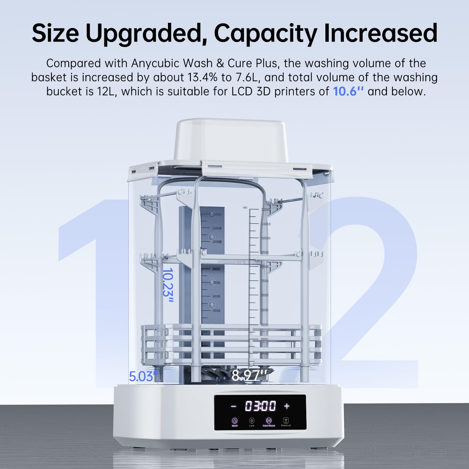 ANYCUBIC Wash and Cure 3, Upgraded Volume 2 in 1 Wash and Cure Station, with Gooseneck Lights, for Mars Anycubic Photon Mono 4 2 Resin 3D Printer, Washing Size of 165 x 100 x180 mm
