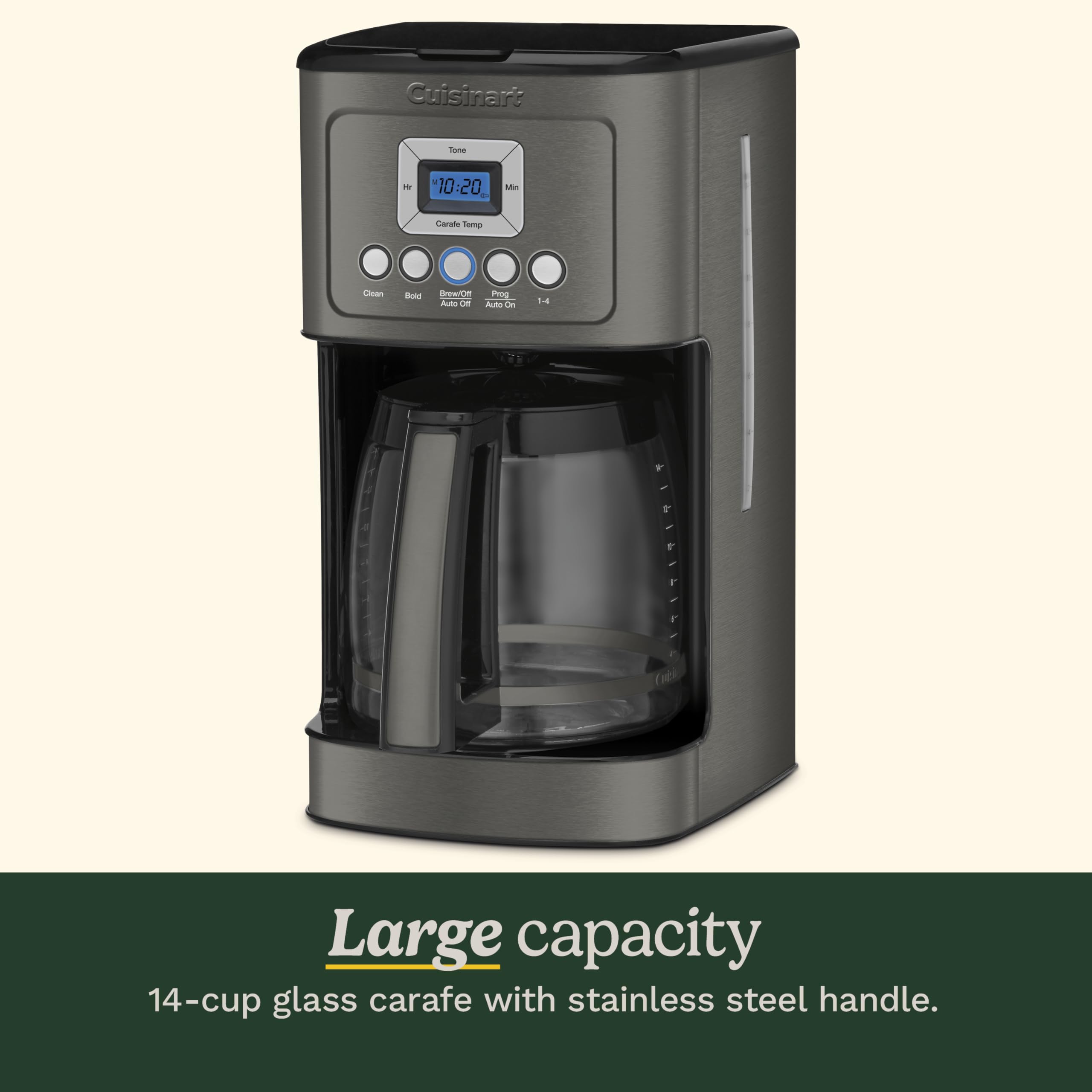 Cuisinart 14-Cup Coffee Maker, Programmable PerfecTemp Glass Carafe Coffee Machine with 1-4 Cup Setting, Brew Strength Control and Pause, Stainless Steel, DCC-3200NAS
