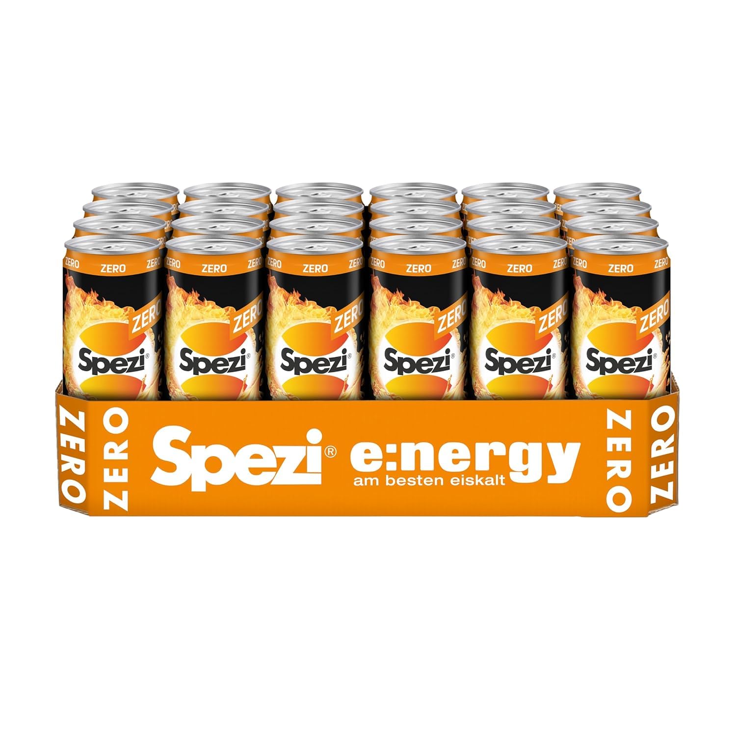 Spezi Energy ZERO Dose (24 x 0,33 l) Energy Drink mit Cola & Orangen Geschmack mit Koffein und Vitaminen