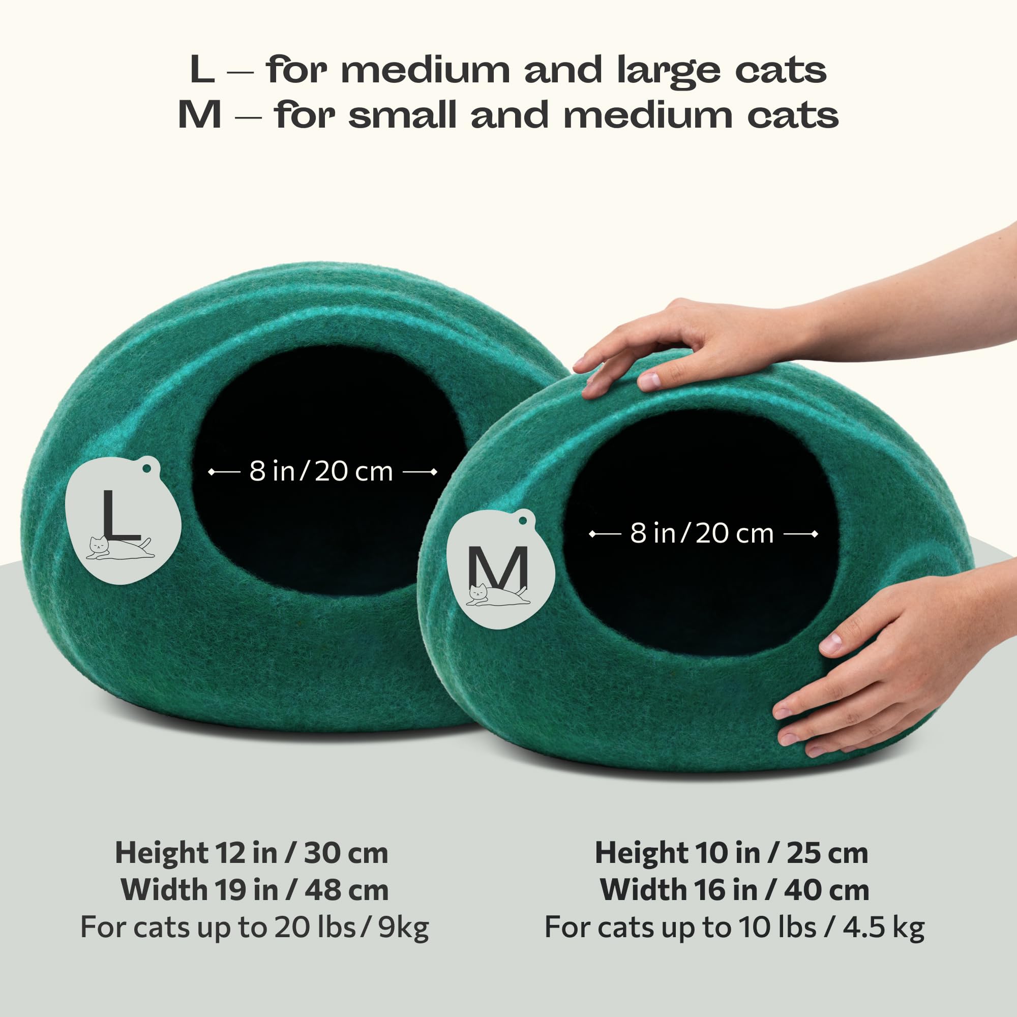 MEOWFIA Katzenbett aus Merinowolle – Handgefilztes, Umweltfreundliches Katzenbett für Katzen & Kätzchen – Weiches Schlafbett, Warm im Winter & Kühl im Sommer, Stilvolles Design