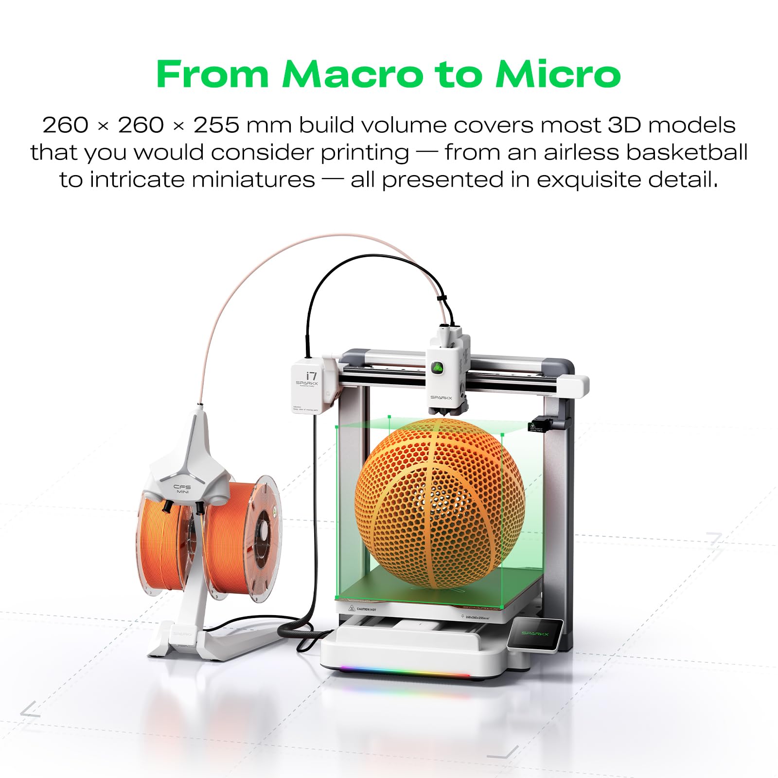 Creality SPARKX i7 Combo 3D Printer, Multi Color with CFS Lite High Speed AI Photo-to-3D Printing 95% Pre-Assemble Auto-Leveling Custom RGB Quick-Swap Essential Parts 10.24×10.24×10 inch