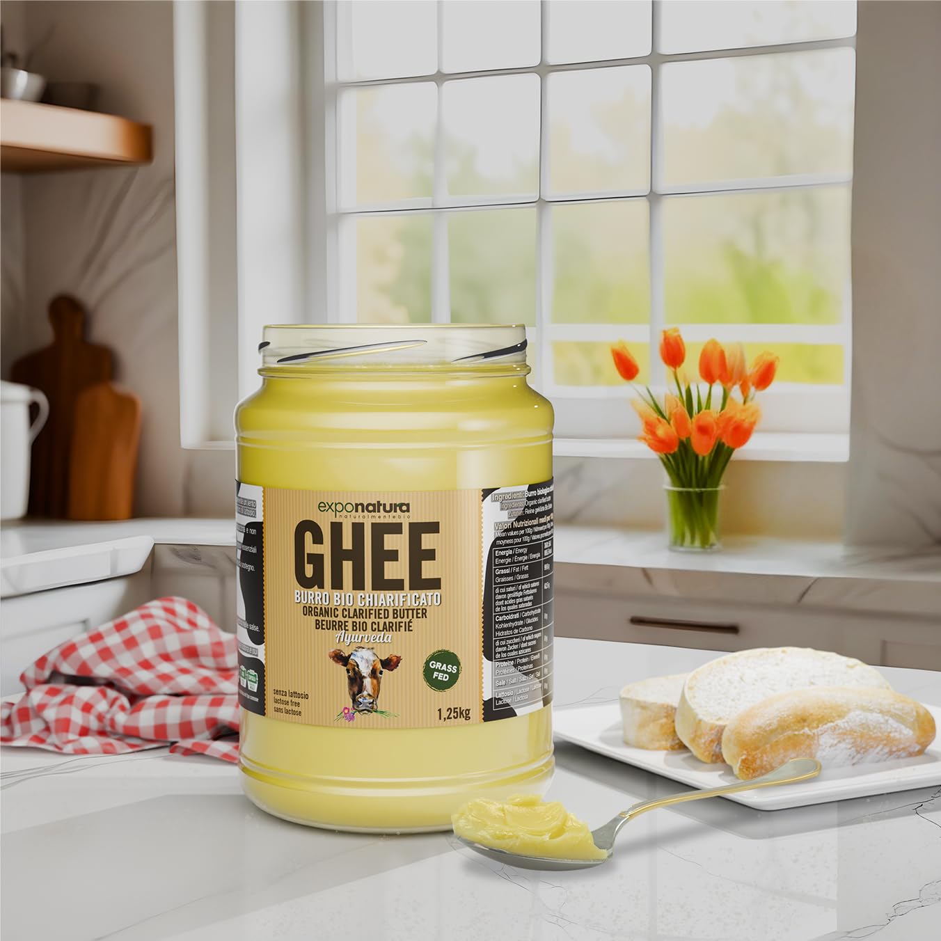 Exponatura Bio-Ghee - Geklärte Butter nach alter ayurvedischer Rezeptur - nur aus der Milch von Weidekühen - laktosefrei, extrem bekömmlich (500 g, Ghee)